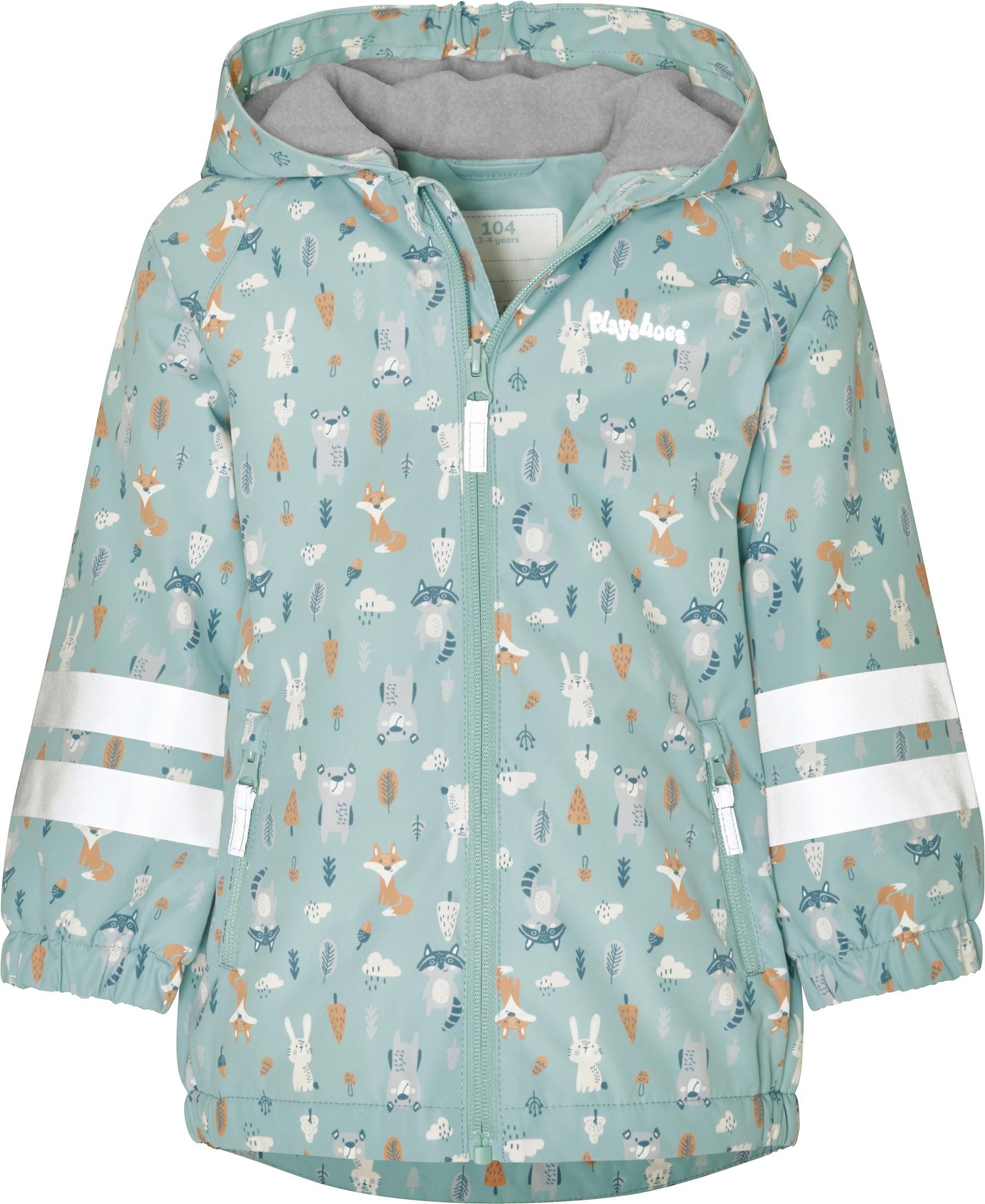Playshoes Regenjacke Outdoor-Jacke Waldtiere Fleece-Futter