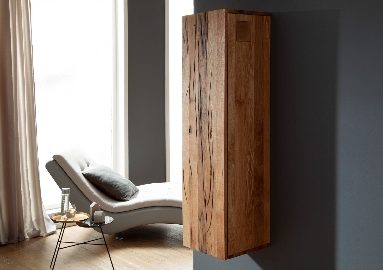 Massivmoebel24 Hängeschrank FRANKFURT (Hängeschrank Wild-/Zerreiche 33x33x124 natur geölt FRANKFURT #101) Hängeschrank Wild-/Zerreiche 33x33x124 natur geölt FRANKFURT #101