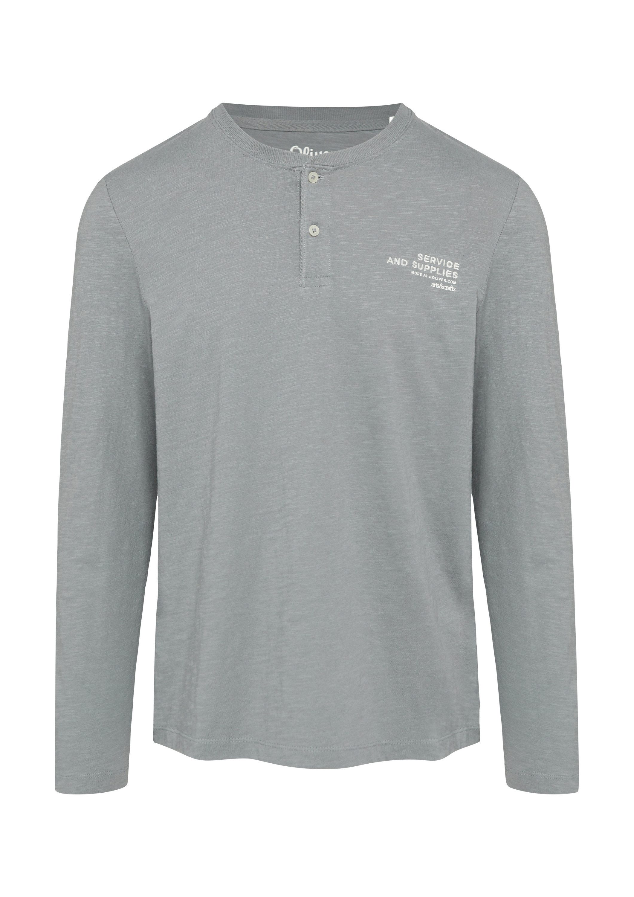 s.Oliver Langarmshirt T-Shirt Henley-Shirt mit Flammgarnstruktur günstig online kaufen