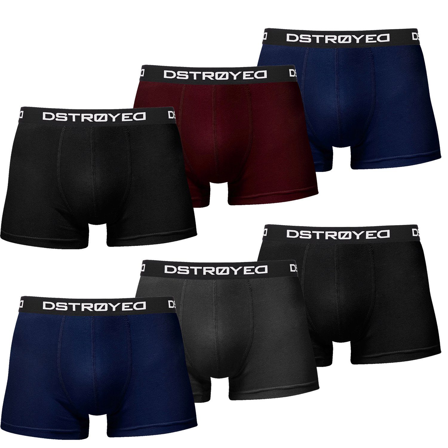 DSTROYED Boxershorts Baumwolle Herren - 606b-mehrfarbig Qualität Passform 7XL Premium (Sparpack, Pack) Männer perfekte 6er Unterhosen S