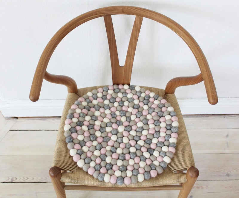 Wooldot Sitzkissen »Mixed Color«, rund, Filzkugel-Teppich, reine Wolle, auch als Set bestellbar
