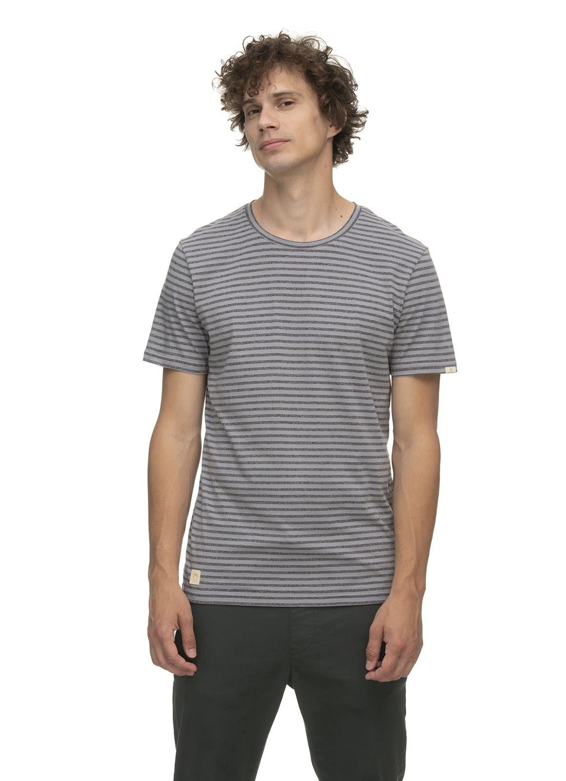 Ragwear T-Shirt Ragwear M Paul Stripe Organic Herren Kurzarm-Shirt Black
