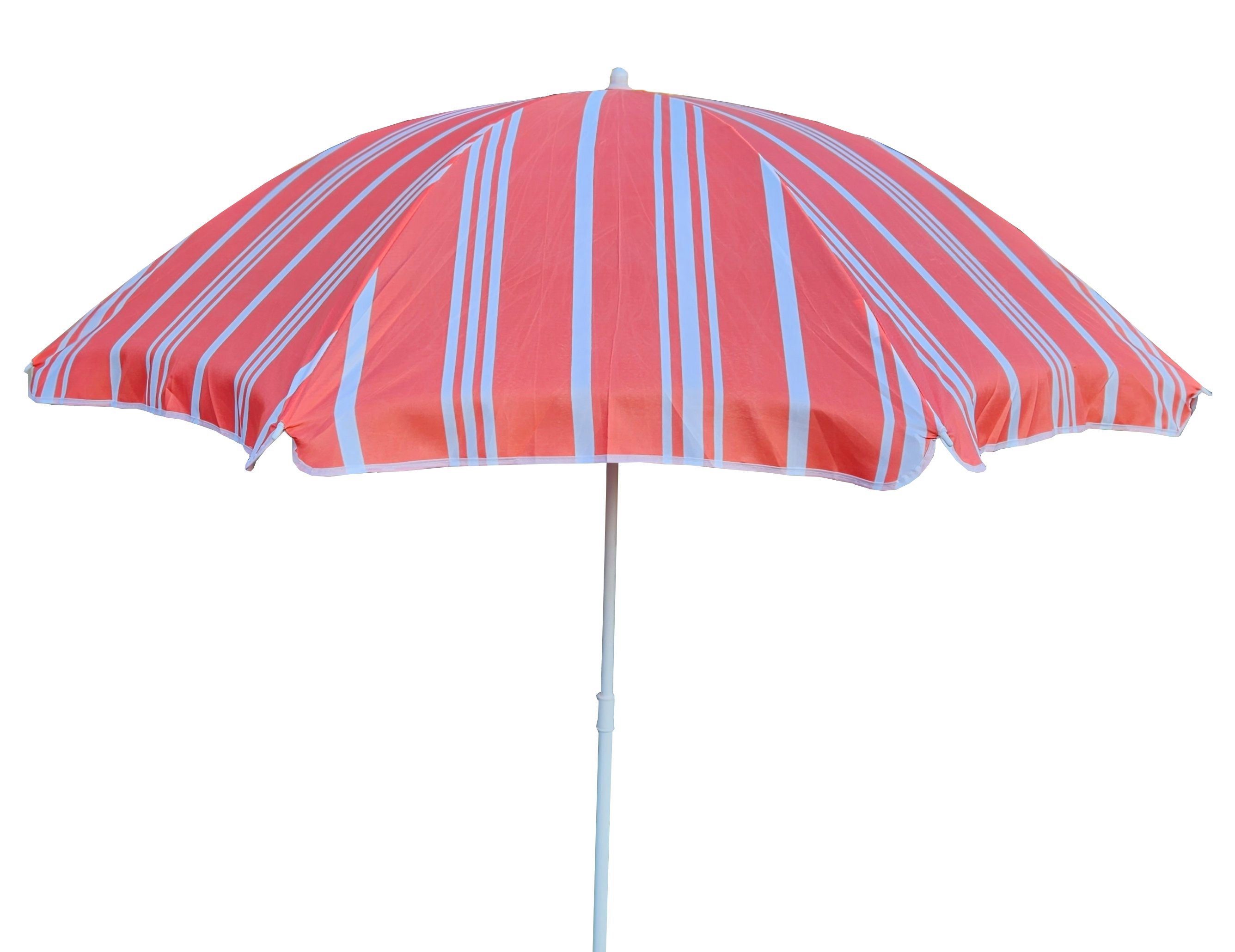 Meinposten Sonnenschirm rot weiß gestreift UV-Schutz 30+ Schirm Strandschirm Ø 150 cm, höhenverstellbar