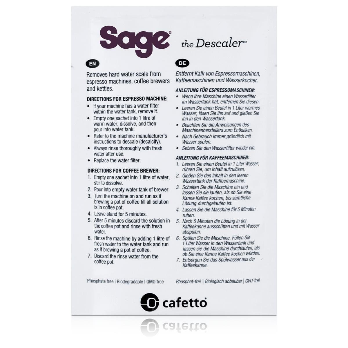 Entkalker 4x25g Appliances Sage (5er Entkalker Sage Pack) SES007