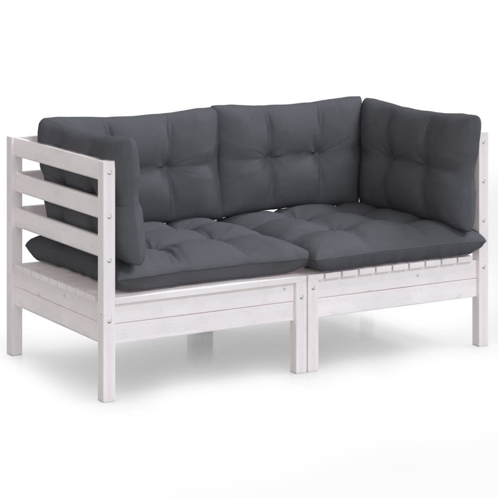 2-sitzer-gartensofa Mit Anthrazit Kissen Massivholz Kiefer günstig online kaufen