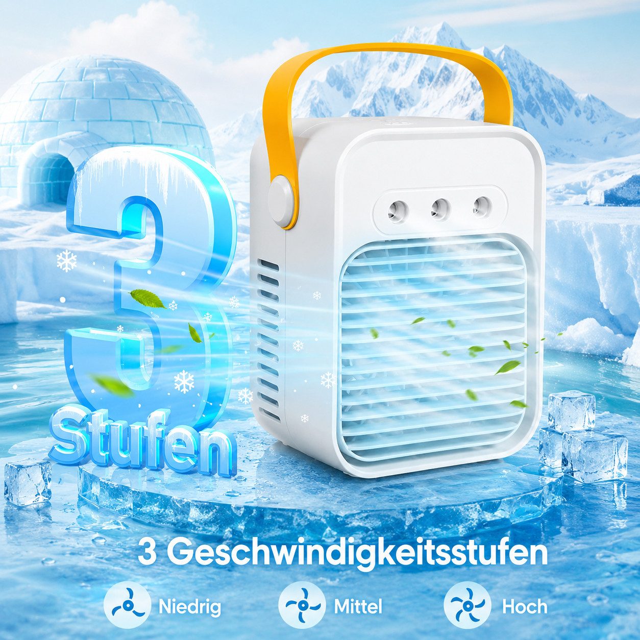 MOPUEA Ventilatorkombigerät Tragbare Klimaanlage mit 3 einstellbaren Windgeschwindigkeiten, 300-ml-Wassertank, Desktop-Luftkühlungsventilator