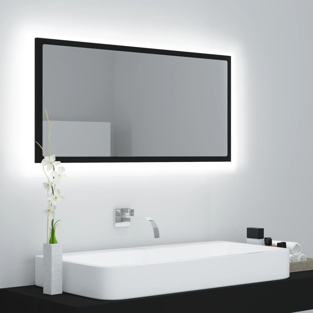 vidaXL Badezimmerspiegelschrank LED-Badspiegel Schwarz 90x8,5x37 cm Acryl (1-St)