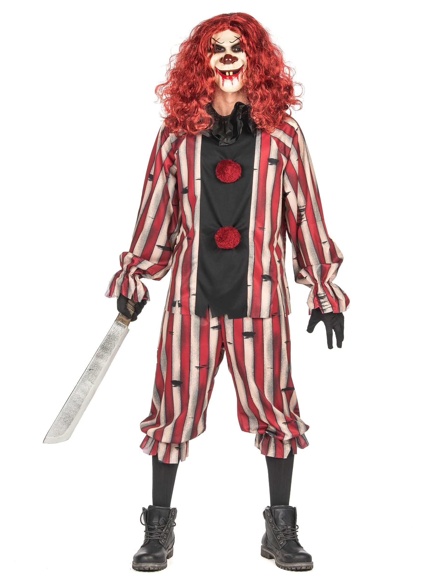California Costumes Kostüm Dämonisches Clown-Kostüm für Herren Halloween-Kostüm rot-grau