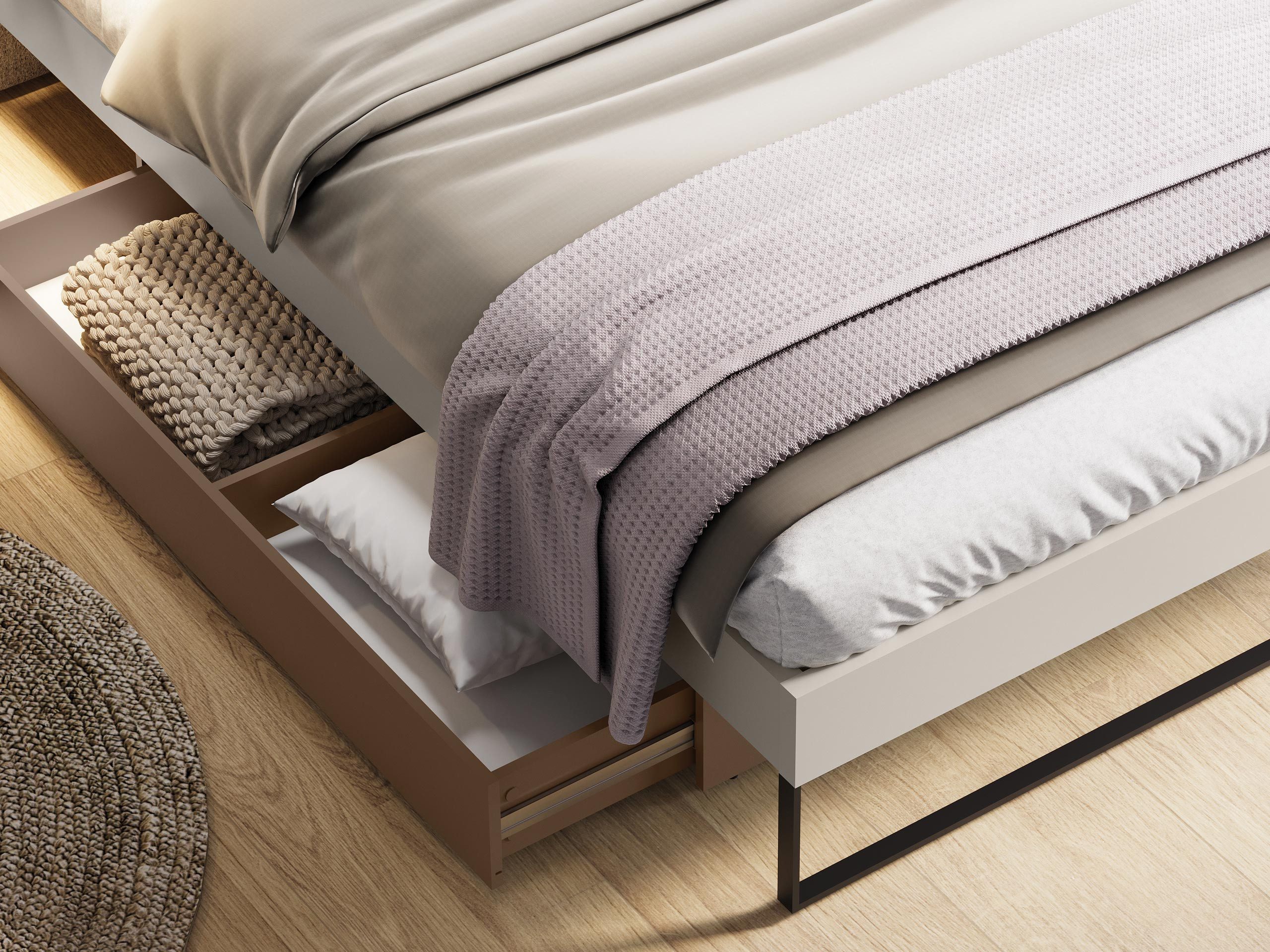 MIRJAN24 Jugendbett Sigma 120 SG13 (mit Bettschublade mit zwei Kammern), 120x200 cm, Lattenrost, Metallfüße