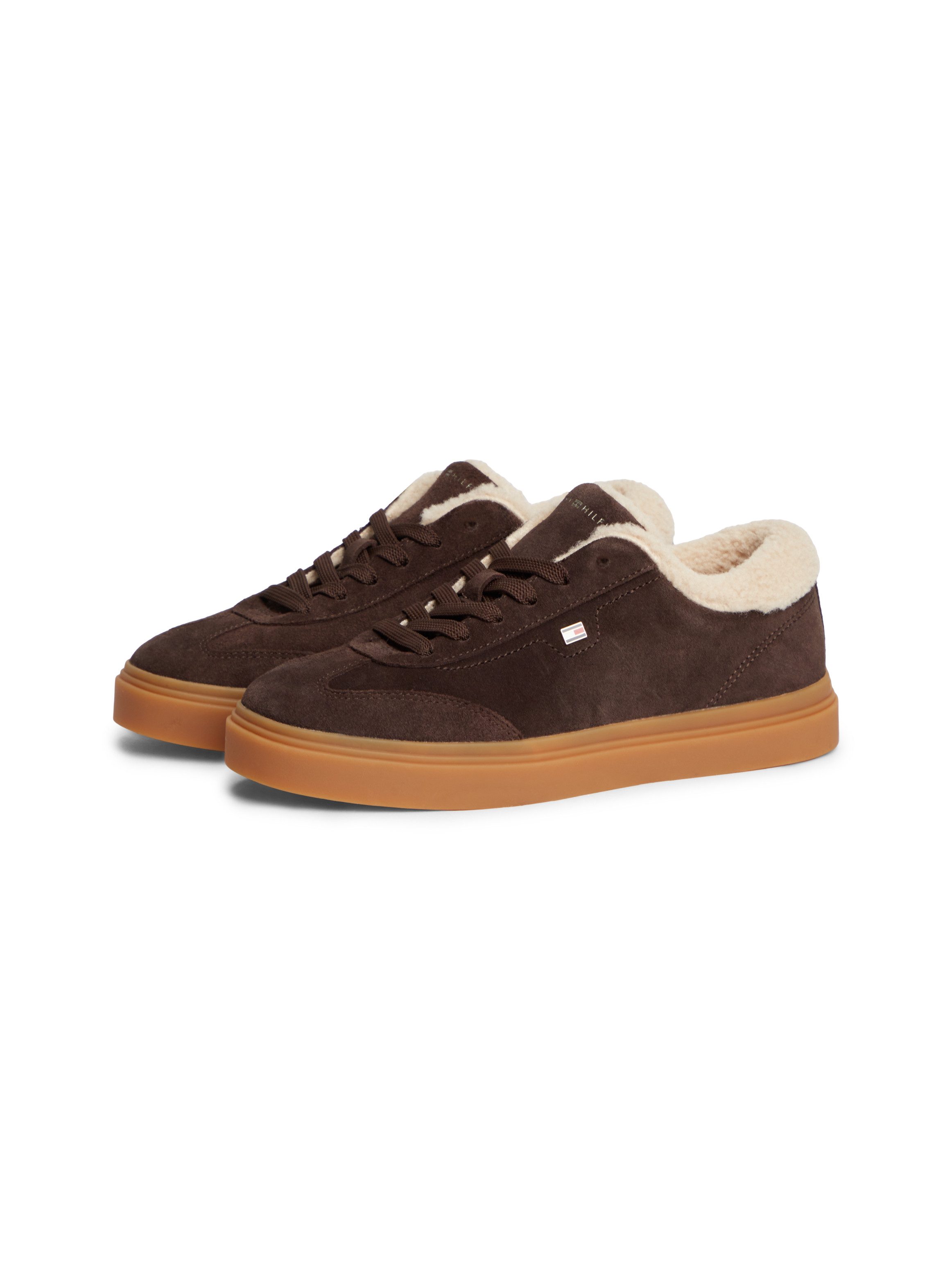 Tommy Hilfiger TH CHIC CUPSOLE WL Plateausneaker Freizeitschuh, Halbschuh, Schnürer mit Fellimitat am Schaftrand