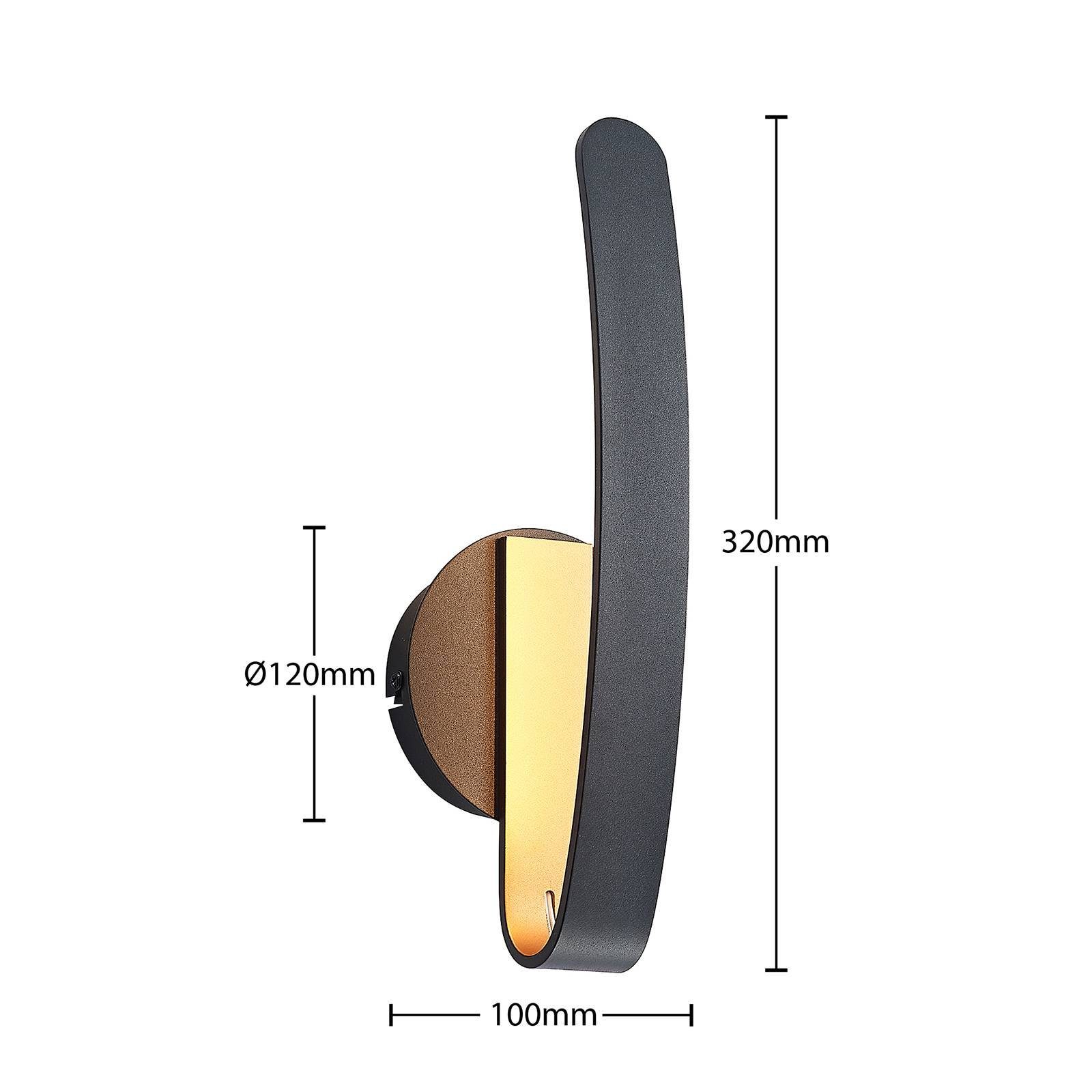 Arcchio LED-Leuchtmittel inkl. gold, flammig, Aluminium, fest Wandleuchte verbaut, LED Modern, Schwarz, warmweiß, Eisen, 1 Dzemail,