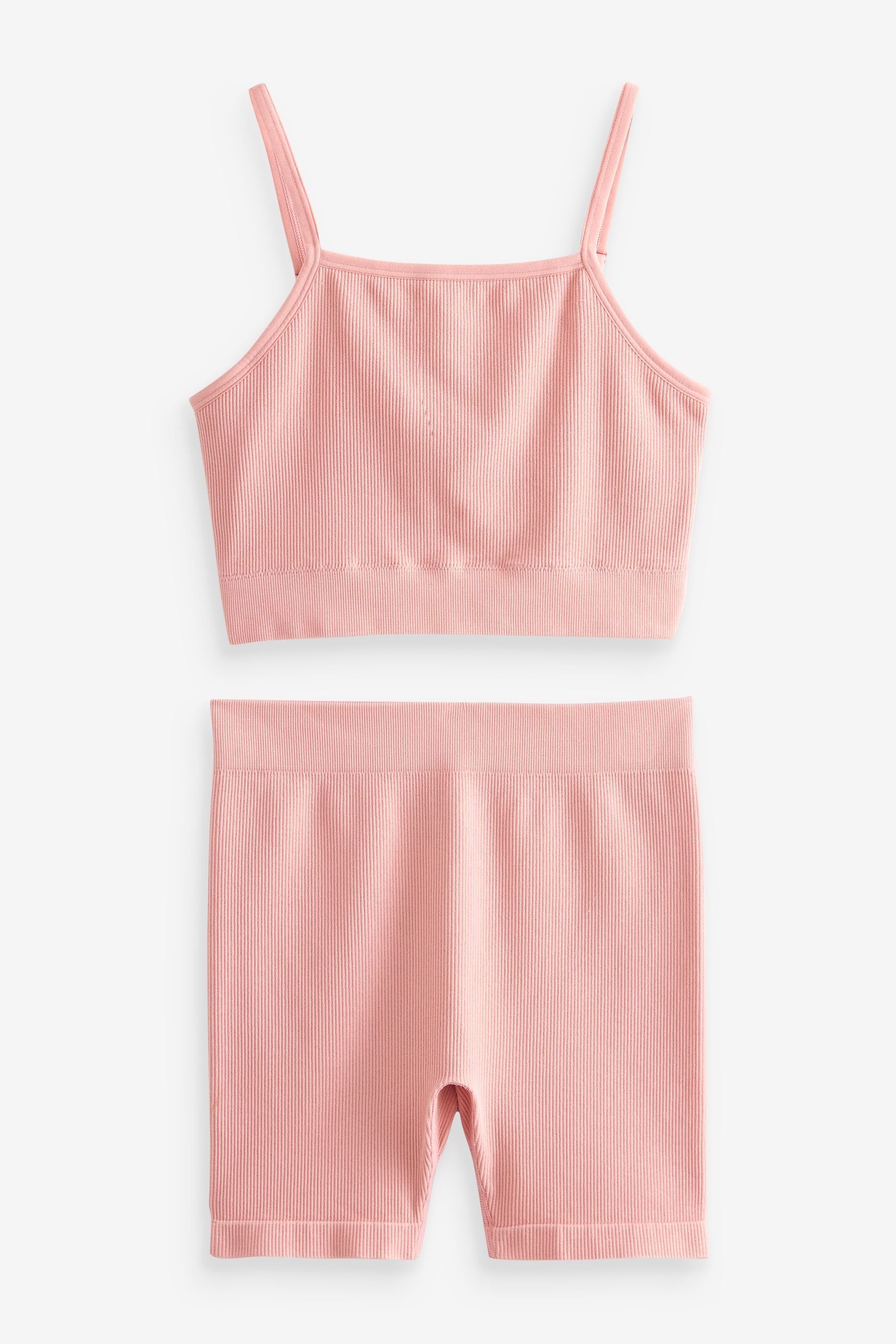 Next Pyjama T-Shirt und Radlershorts ohne Nähte im Set (2 tlg) Pink