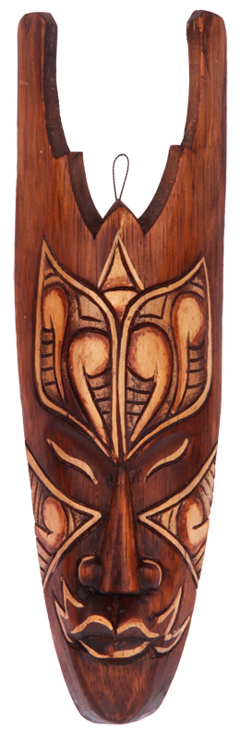 WORU Wanddekoobjekt Handgefertigte Holz-Wandmaske mit Ornament – 30 cm