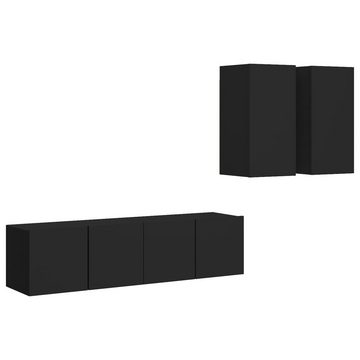 vidaXL TV-Schrank 4-tlg. TV-Schrank-Set Schwarz Holzwerkstoff (4-St)