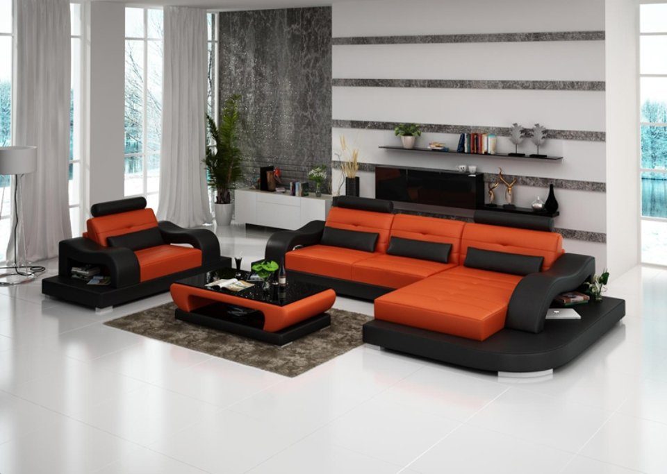 JVmoebel Ecksofa, Ledersofa Couch Wohnlandschaft Ecksofa Eck Sessel Design Modern Sofa | Ecksofas