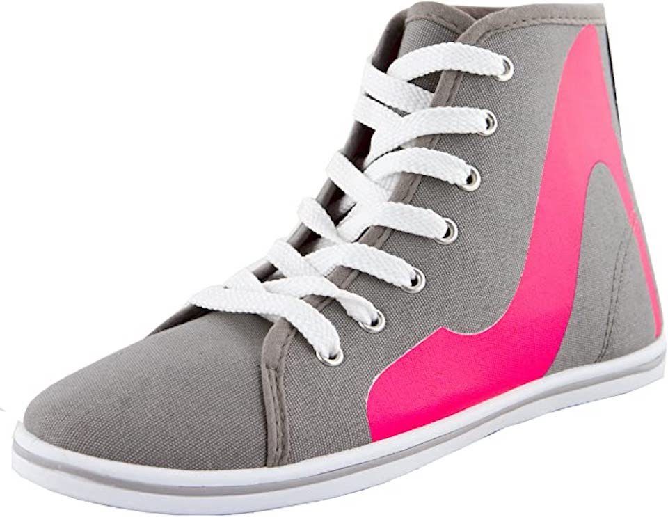 AvaMia Damen Sneaker Schnürschuhe Schuhe Turnschuhe Damenturnschuhe Halbschuhe mit High Heel Aufdruck Sneaker Grau