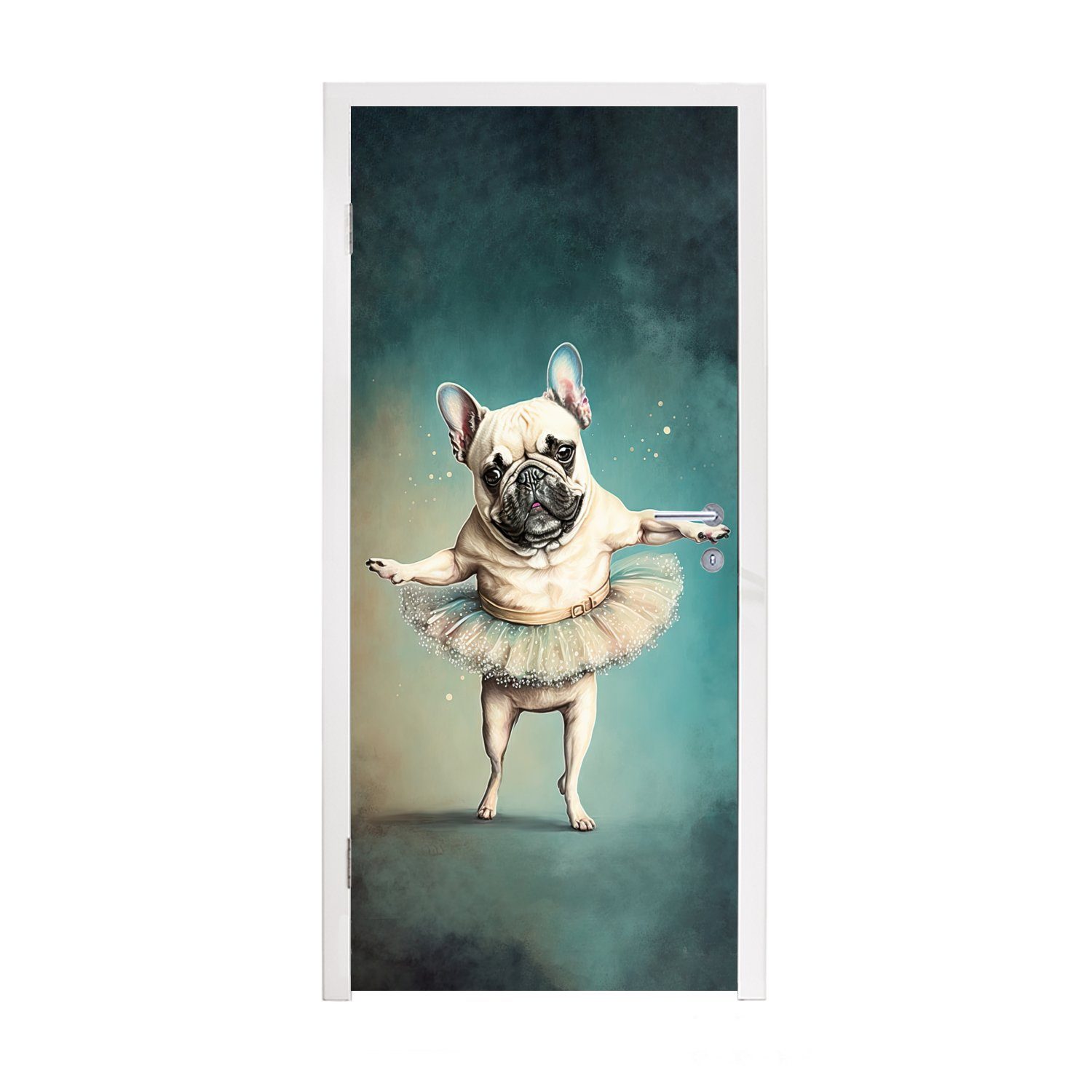 Tutu - Türtapete Ballett - MuchoWow Fototapete Hund (1 Matt, - für Kind, - Tür, 75x205 bedruckt, cm - Porträt St), Abstrakt Türaufkleber,