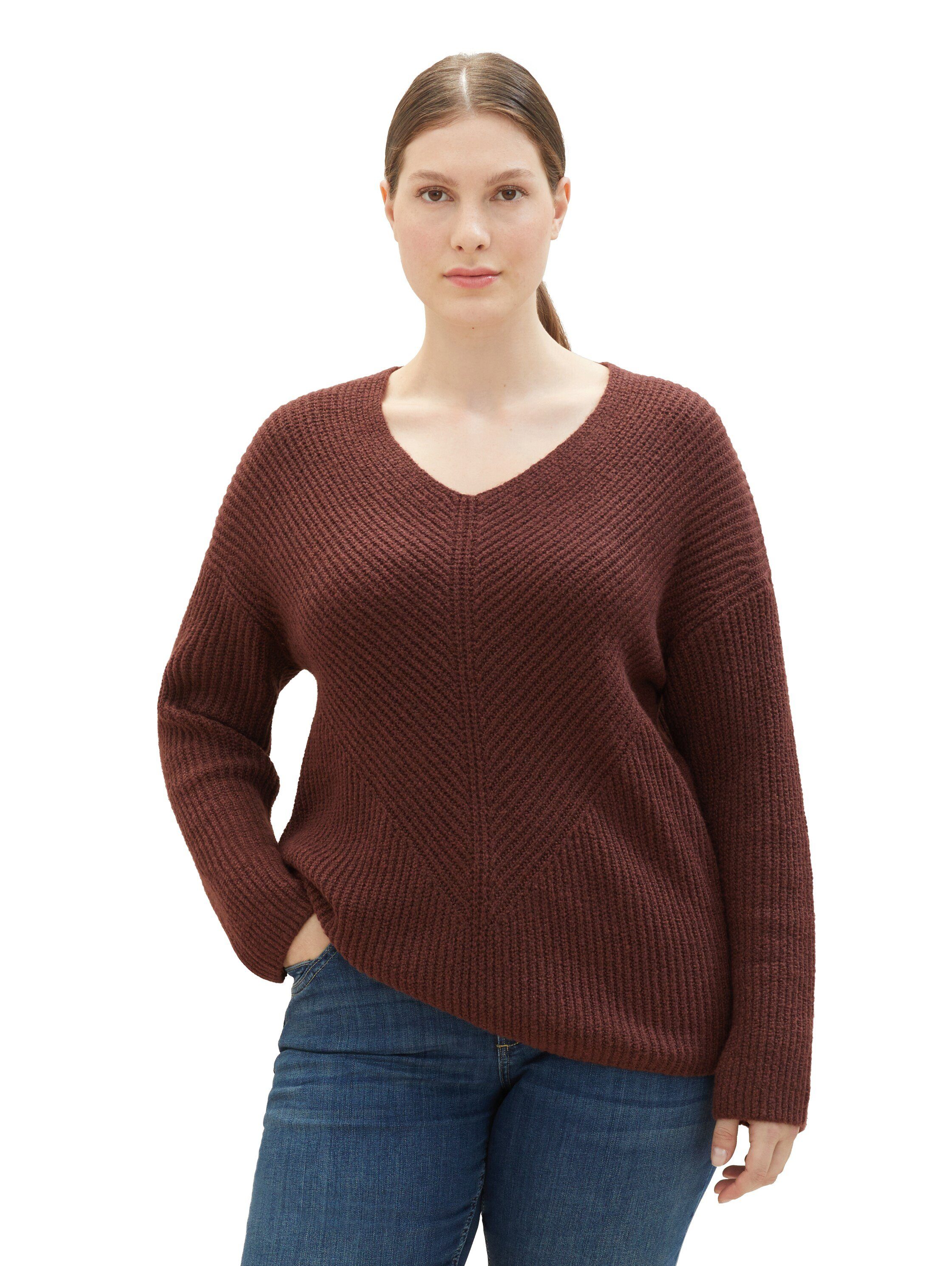 melange Strickpullover TOM raisin Größen großen mit PLUS TAILOR