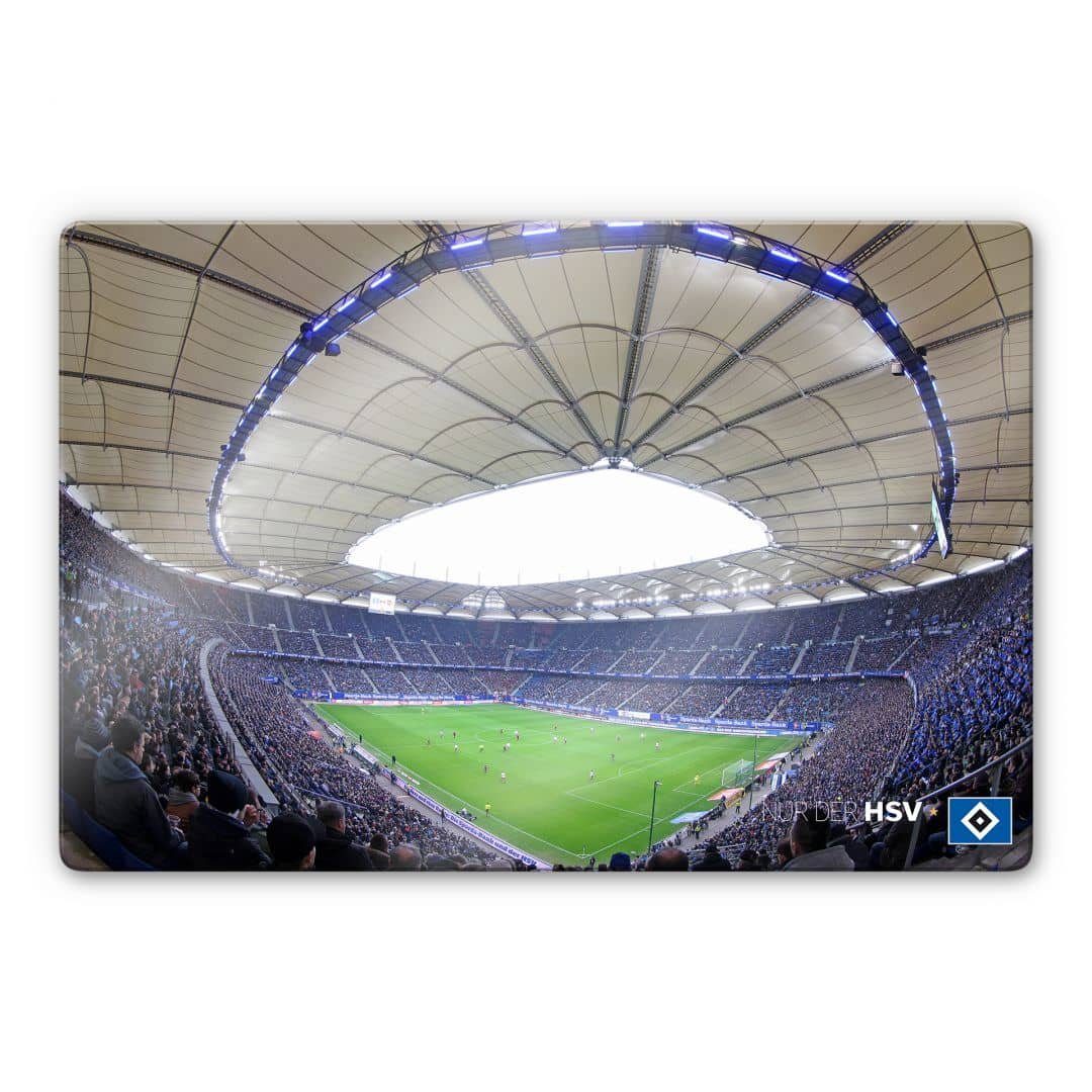 Hamburger SV Gemälde Fußball Arena Hamburger Deko HSV Bilder Volksparkstadion, Sportverein Glasbild