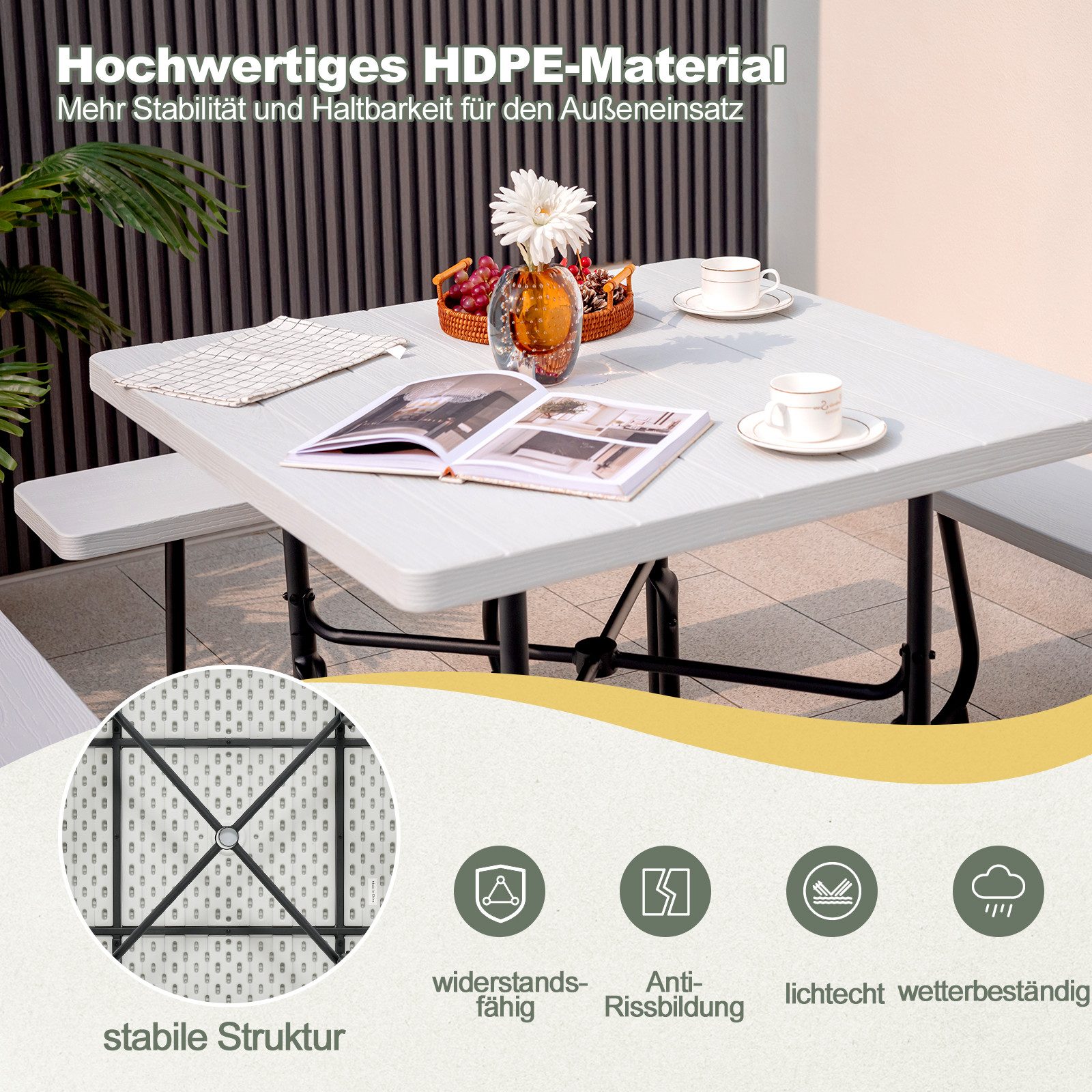KOMFOTTEU Gartentisch, Picknicktisch Set, für 8 günstig online kaufen