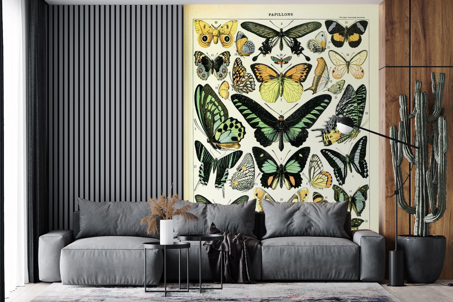 Tiere Schmetterling Wandtapete für Montagefertig Matt, Fototapete - MuchoWow - St), Wohnzimmer, Tapete Vintage, (4 bedruckt, Vinyl