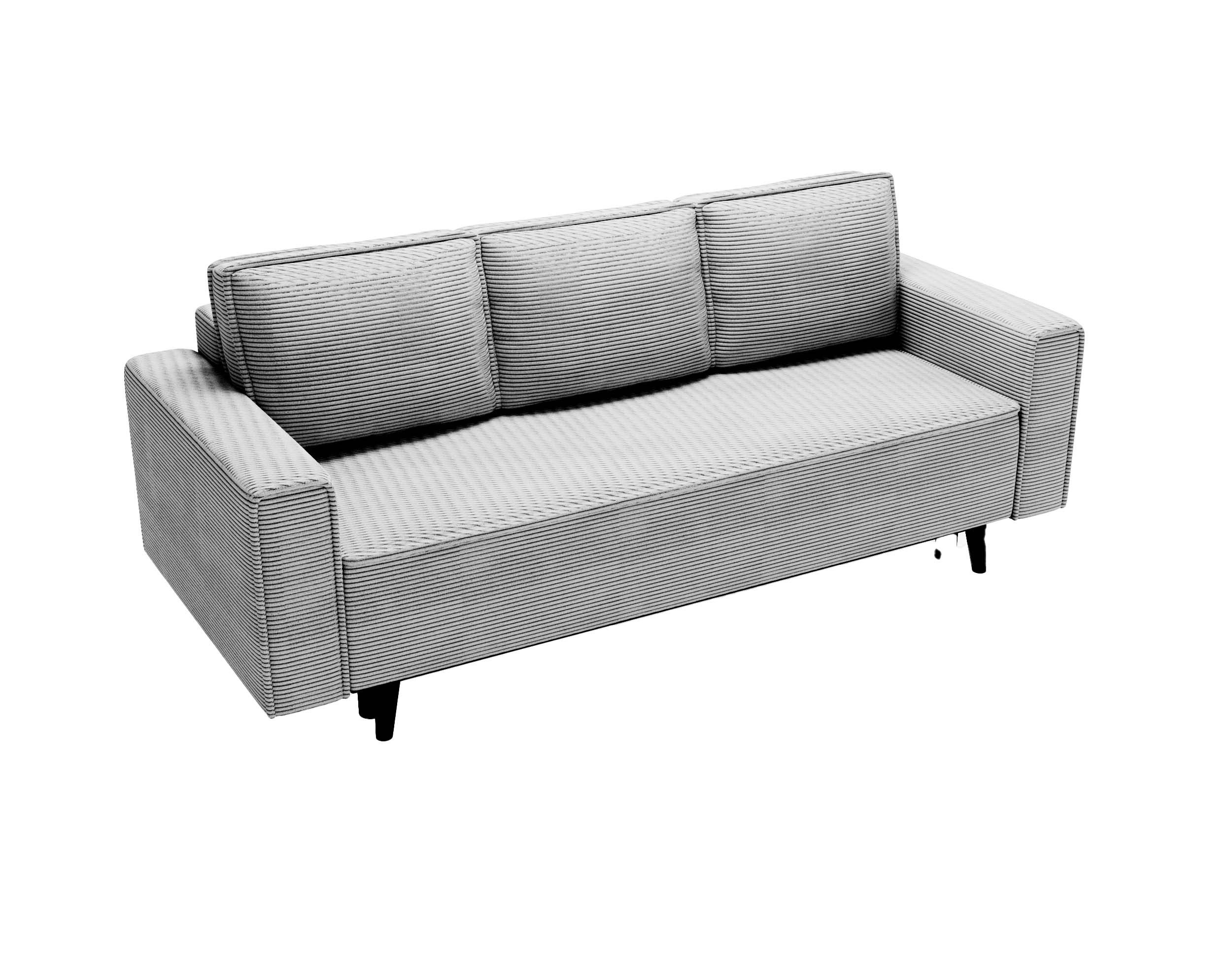 Goldstoff Schlafsofa Cordstoff - LUX 225 cm - Sofa mit schlaffunktion und Bettkasten
