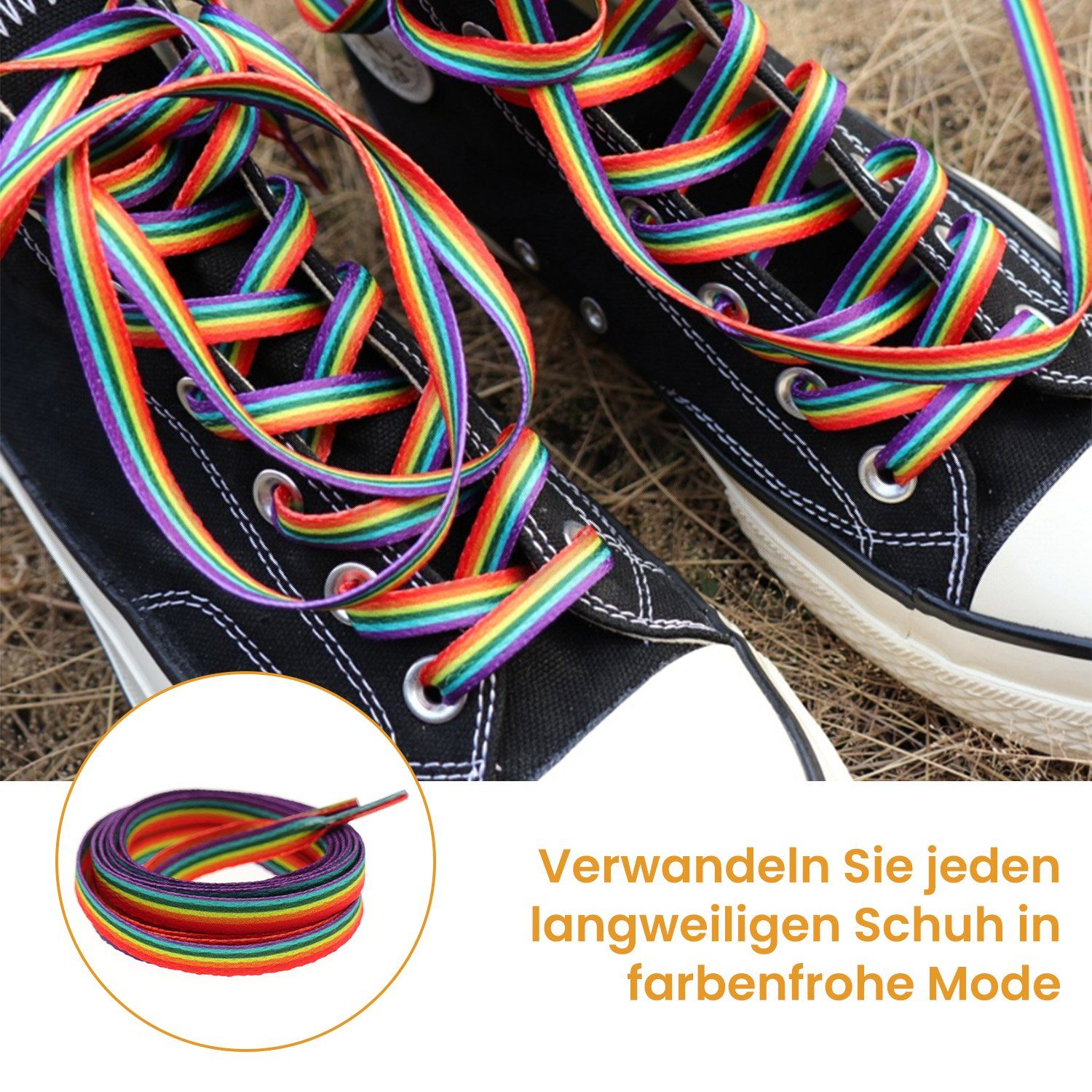 Daisred Schnürsenkel Bunte Paare Elastische Regenbogen Schuhbänder 2