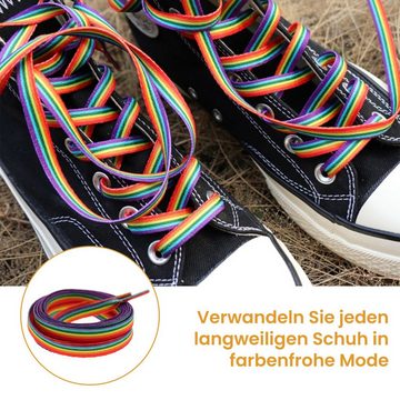 Daisred Schnürsenkel Regenbogen Schuhbänder 2 Paare Bunte Elastische