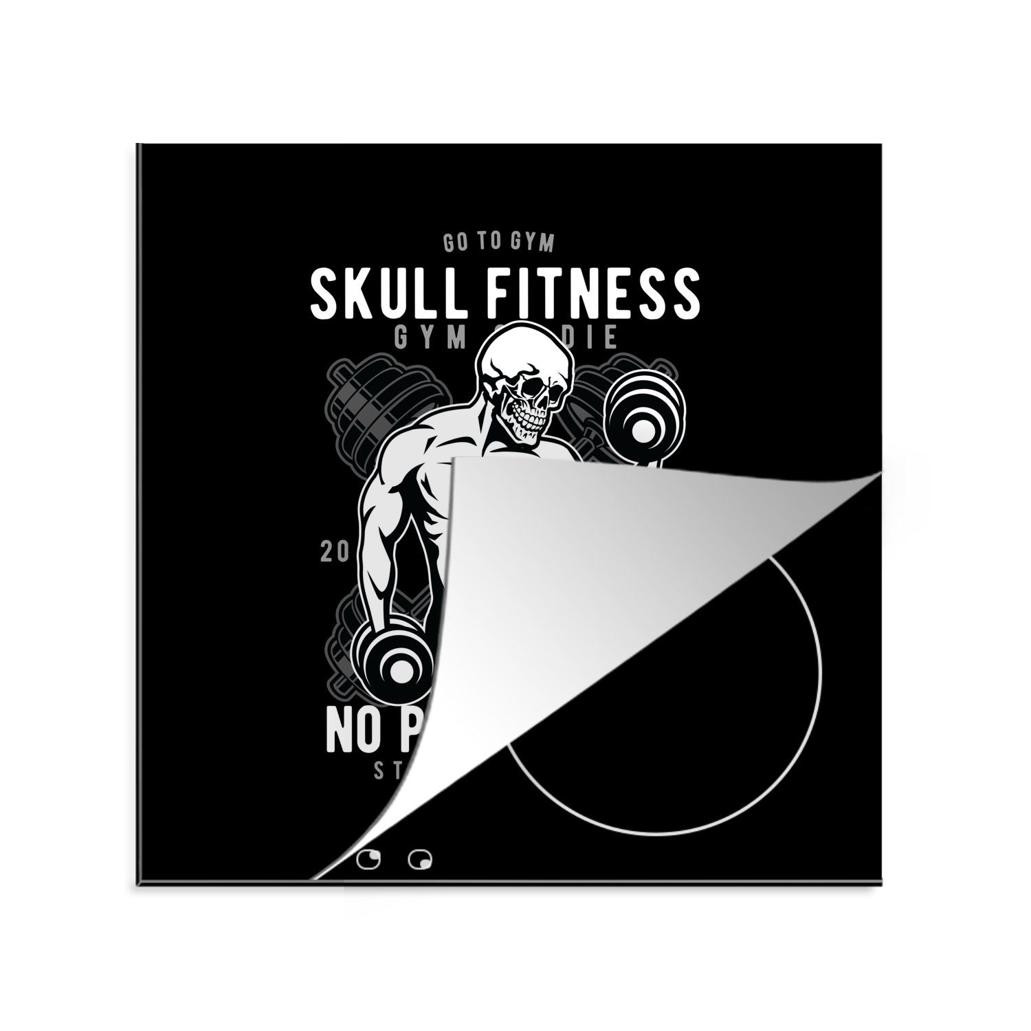 (1 tlg), Arbeitsplatte küche Gewichte cm, MuchoWow Vinyl, Herdblende-/Abdeckplatte - Retro, - Skelett Ceranfeldabdeckung, für Fitness 78x78 -