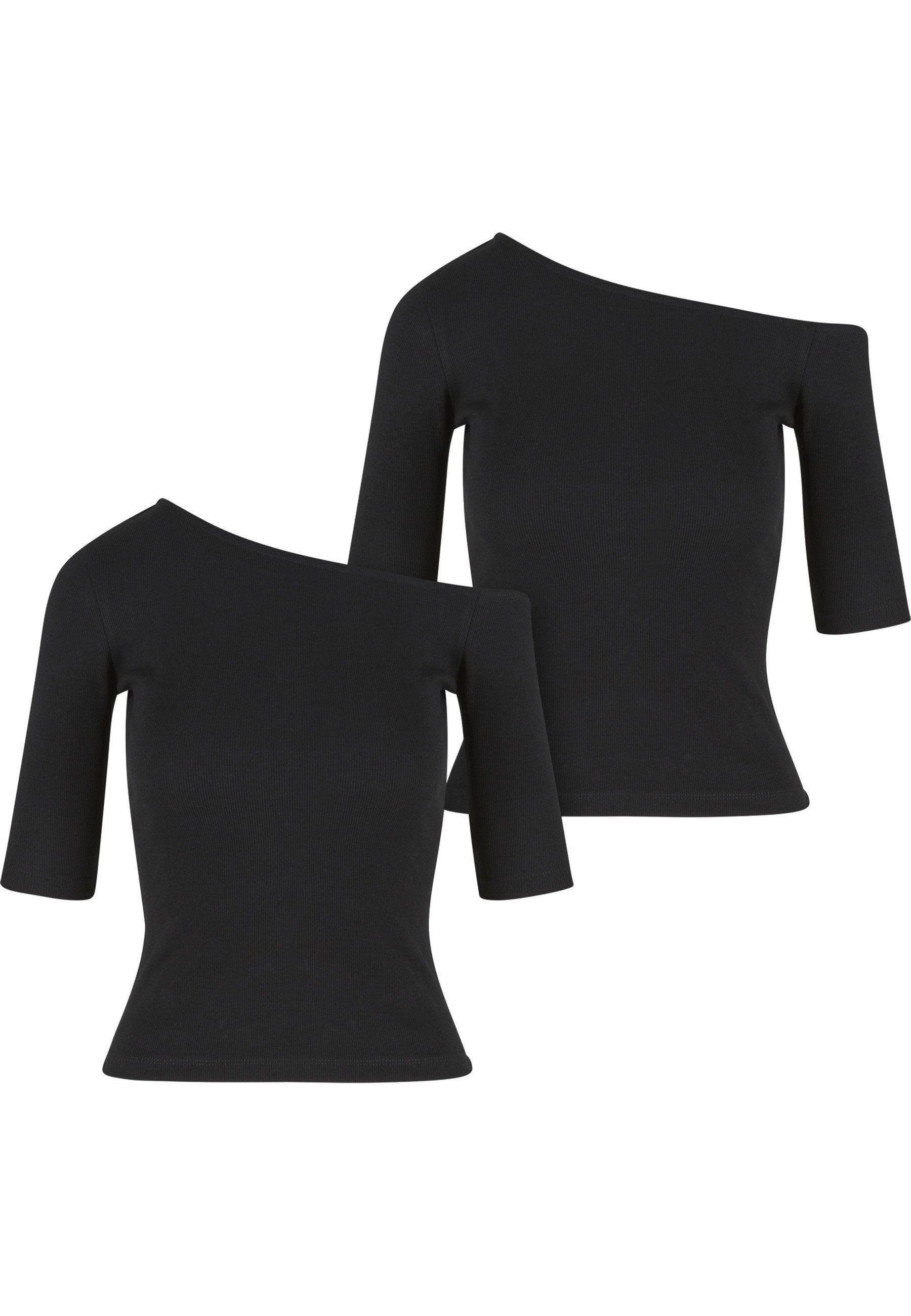 URBAN CLASSICS T-Shirt Urban Classics Ladies Organic Asymmetric Rib Tee 2-Pack (1-tlg)
