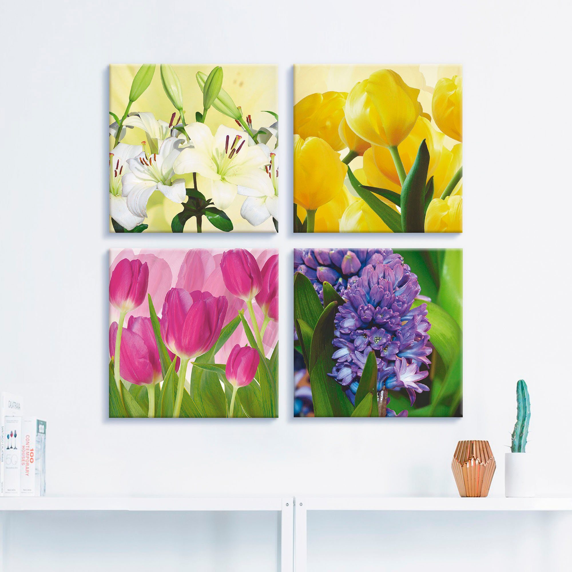Hyazinthe, Lilien Leinwandbild St), Blumen (4 Größen 4er Set, Artland verschiedene Tulpen