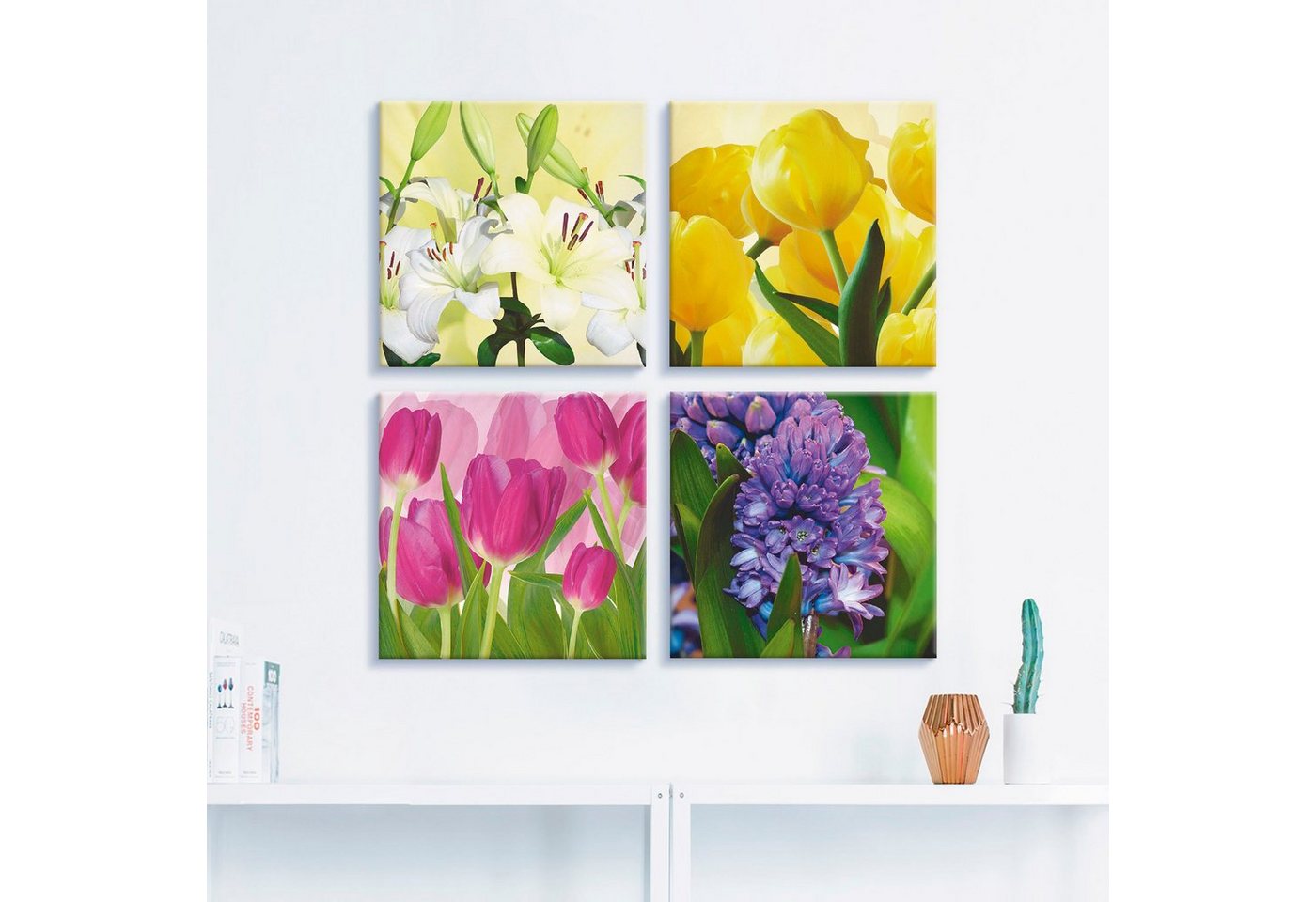 Artland Leinwandbild »Tulpen Lilien Hyazinthe«, Blumen (4 Stück)-HomeTrends
