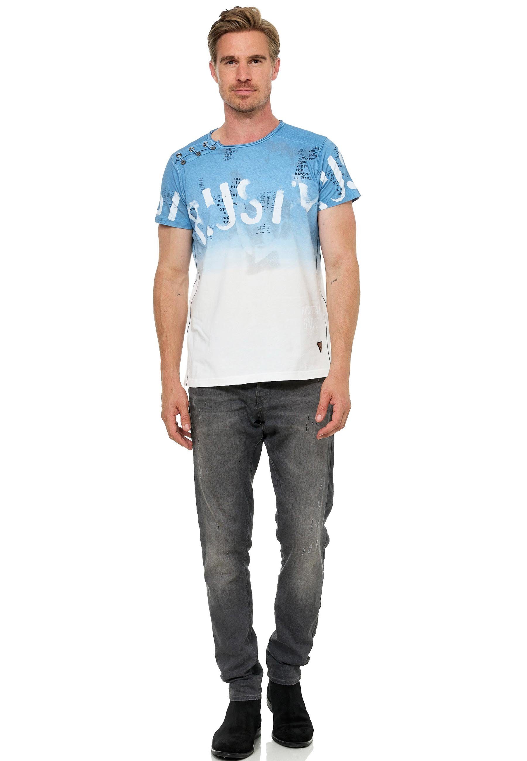 farblichem Rusty T-Shirt blau Neal Übergang mit