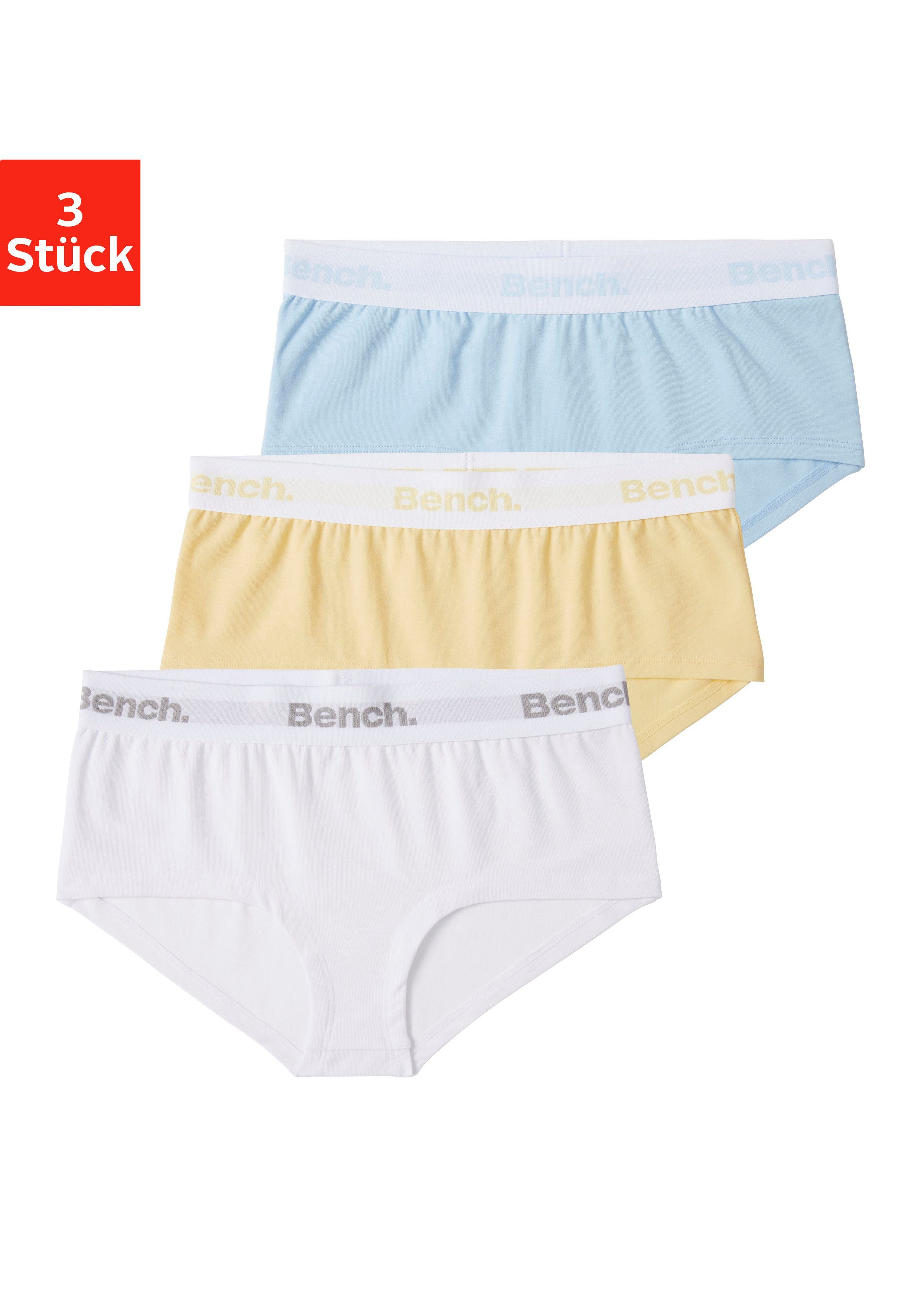 Logo-Webbund gelb hellblau (Packung, / Bench. 3-St) weiß Panty mit /