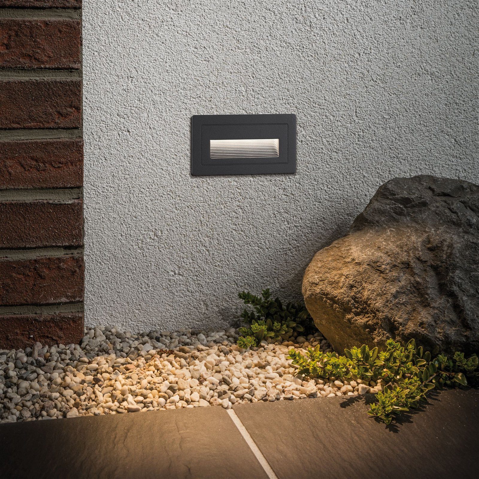 Paulmann LED Außen-Wandleuchte LongIP44 eckig 103x58mm 3000K 4W 30lm 230V Schwarz Aluminium, LED fest integriert, Warmweiß