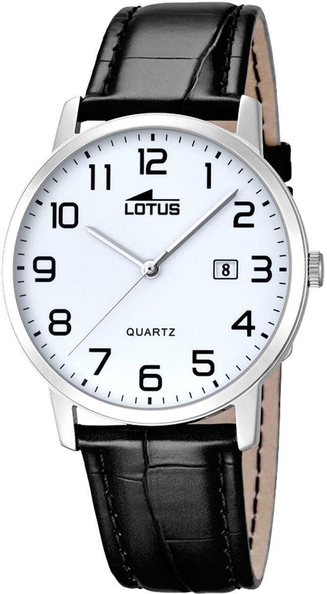 Lotus Quarzuhr Lotus Herren Uhr Elegant L18239/1 Leder, Herren Armbanduhr rund, groß (ca. 40mm), Lederarmband schwarz