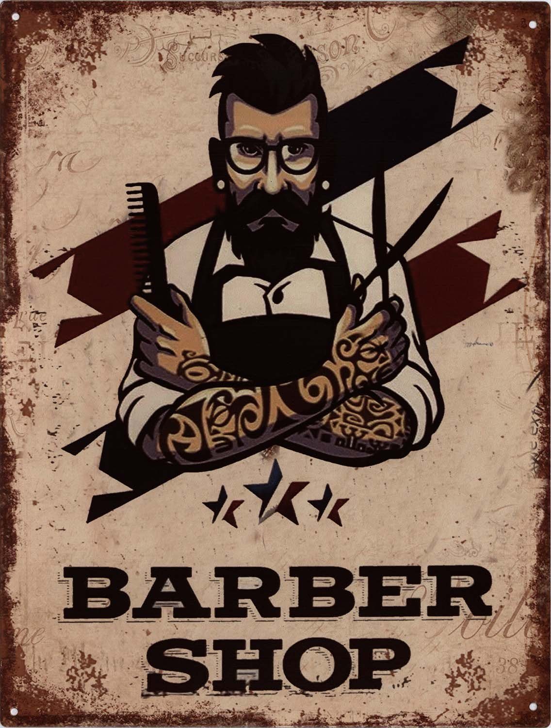 Metallschild Blechschild Barber Shop