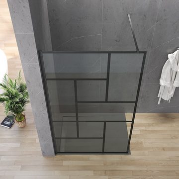 AQUABATOS Duschwand Duschwand Glas Schwarz für Dusche Walk-In Duschen 100x200 120x200 cm, 8 mm Einscheibensicherheitsglas, Lotoseffekt, Nano-Beschitung, inkl. Stabilisierungsstange