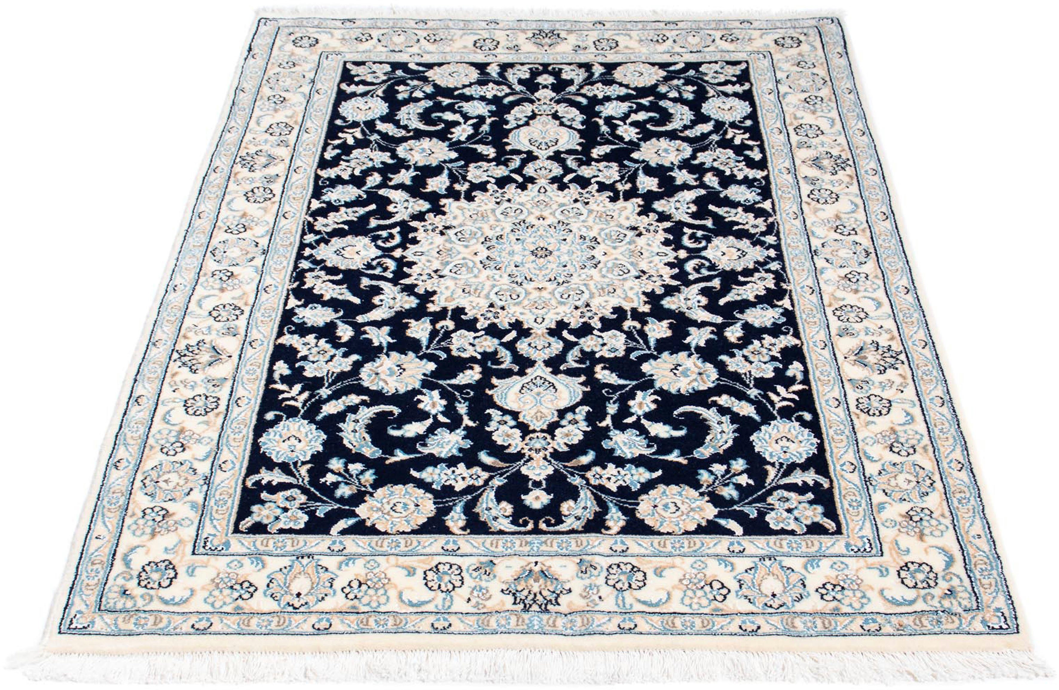 Orientteppich Perser - Nain - Royal - 150 x 98 cm - dunkelblau, morgenland, rechteckig, Höhe: 10 mm, Wohnzimmer, Handgeknüpft, Einzelstück mit Zertifikat