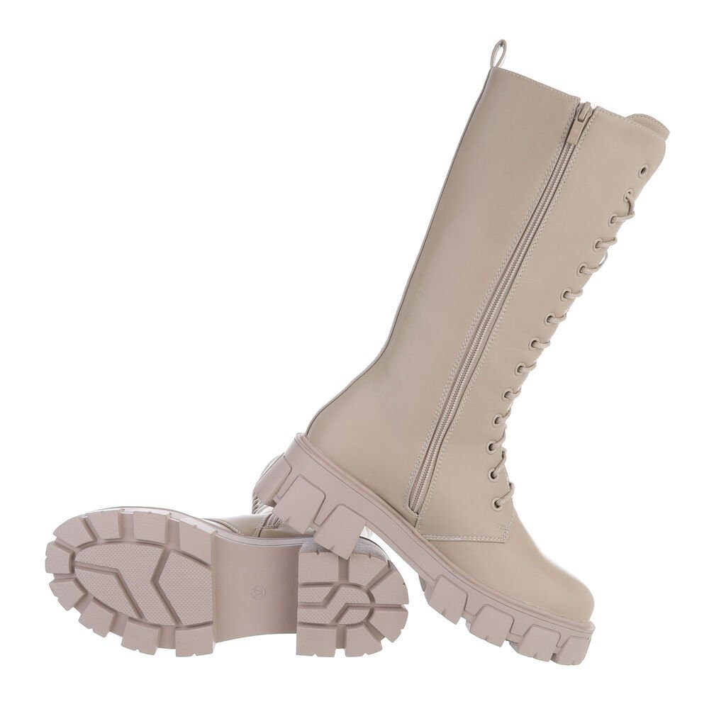 Ital-Design Damen Schnürschuhe Freizeit Stiefel Blockabsatz Schnürstiefel i günstig online kaufen