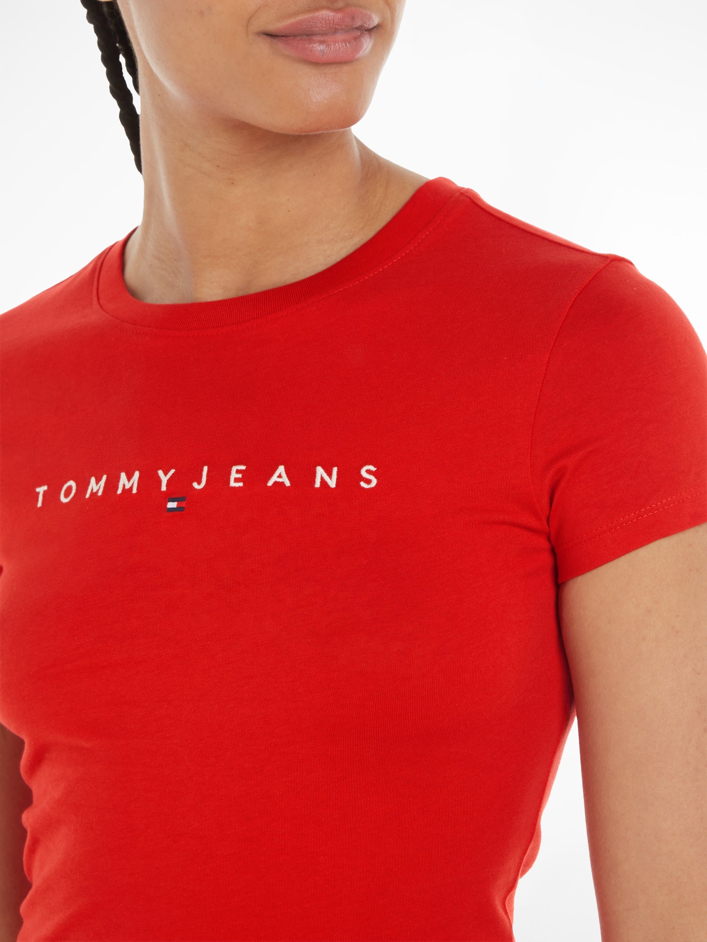 Tommy Jeans Curve T-Shirt TJW SLIM LINEAR TEE SS EXT Deep_Crimson