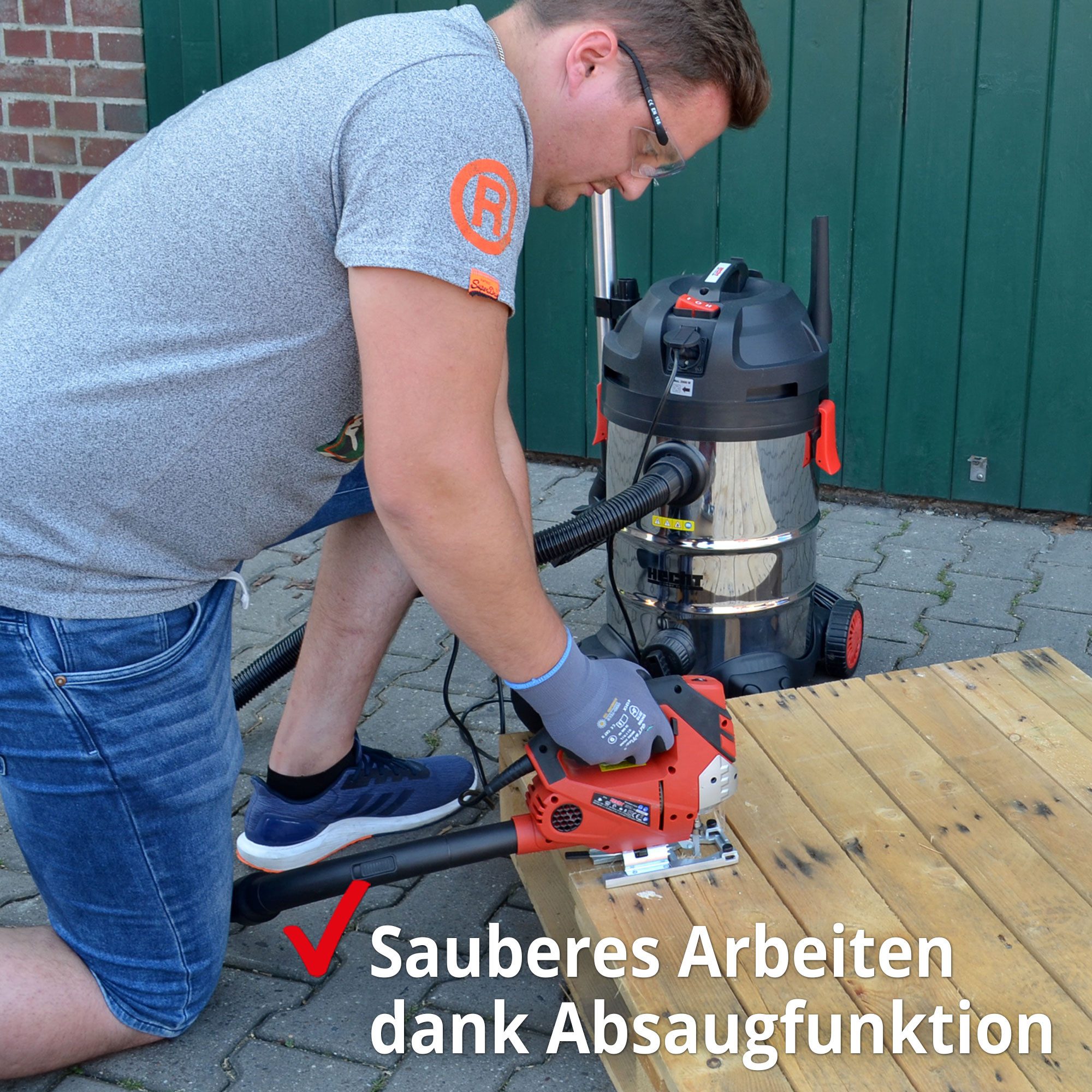 Hecht Industriesauger Nass- & Trockensauger 8314 Z, 1400,00 W, Mit Beutel, 30 L Edelstahlbehälter - Tragegriff - 1,5 m Saugschlauch