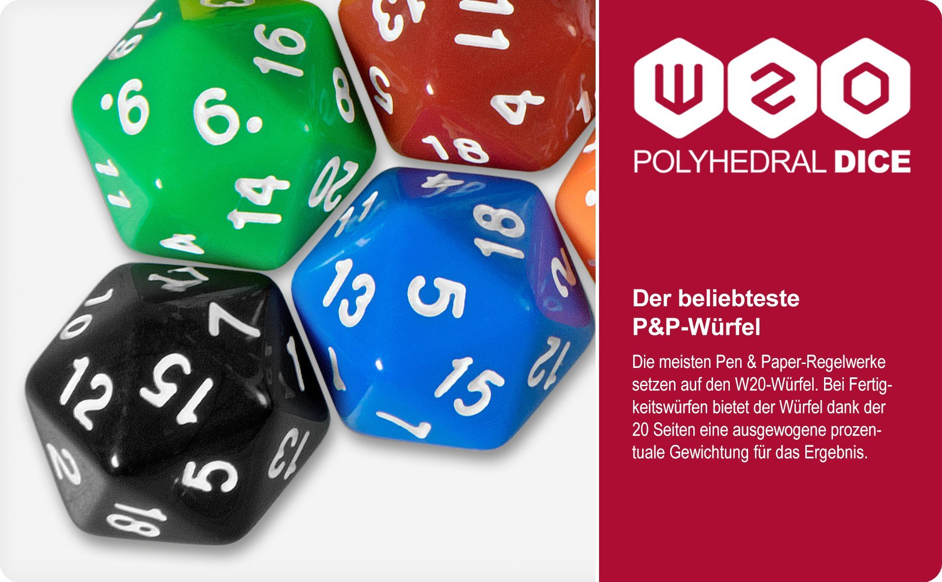 SHIBBY polyedrische Würfel für Tabletopspiele W20 Rollen- und Spielesammlung, Lila 10x