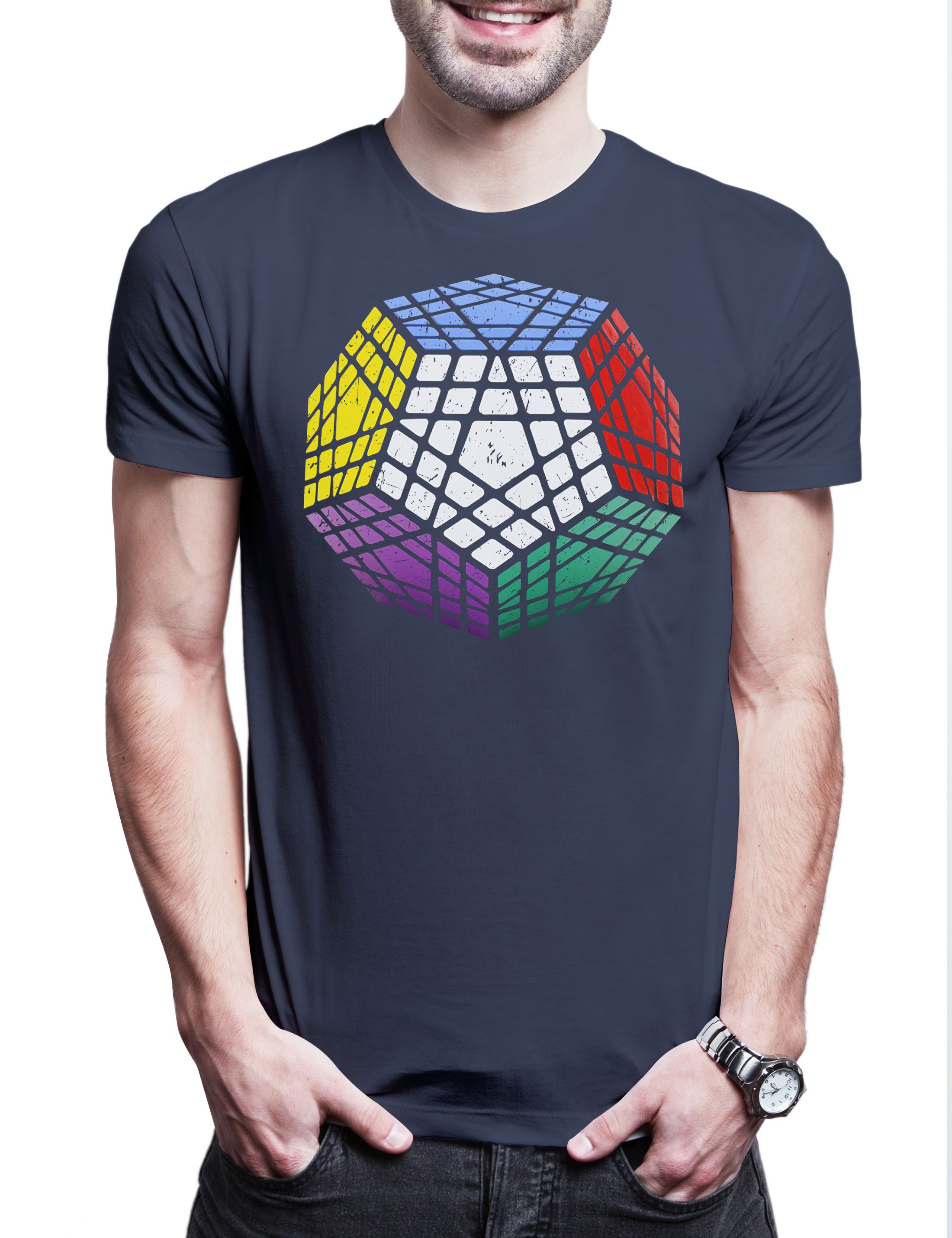 Print-Shirt Vintage Megaminx Herren T-Shirt Cube Zauberwürfel 80s Magic Speed