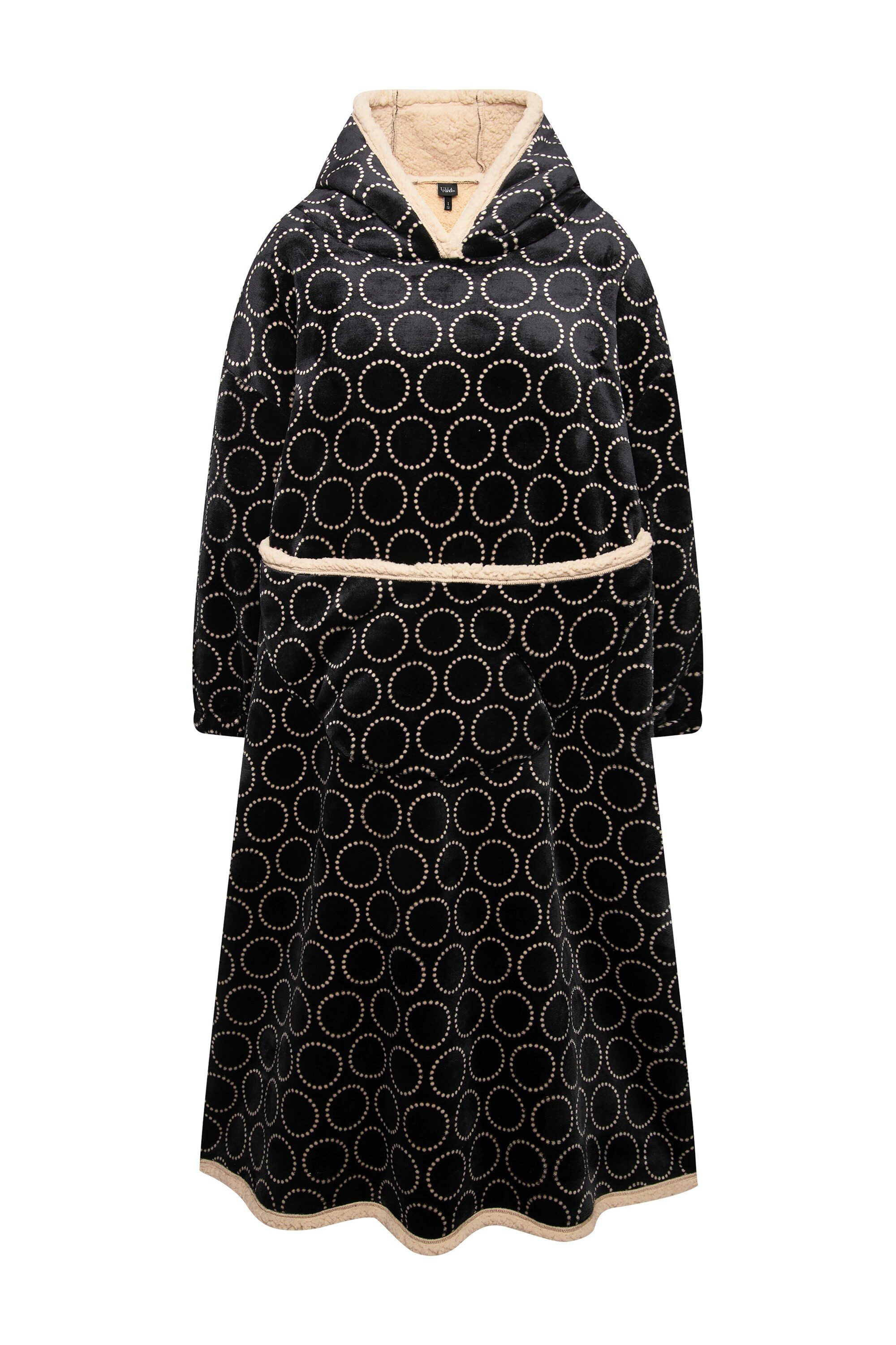 Ulla Popken Bademantel Loungewear-Poncho Plüsch Kapuze Langarm Tasche, Lang günstig online kaufen