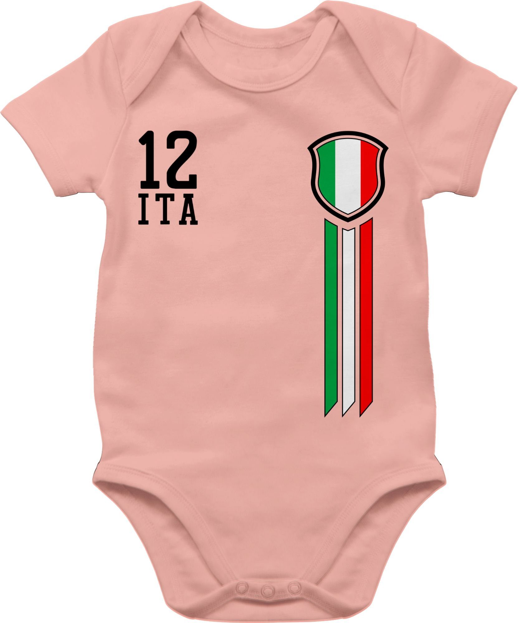 Shirtracer Shirtbody 12. Mann Italien Fanshirt Fussball EM 2024 Baby 1 Babyrosa