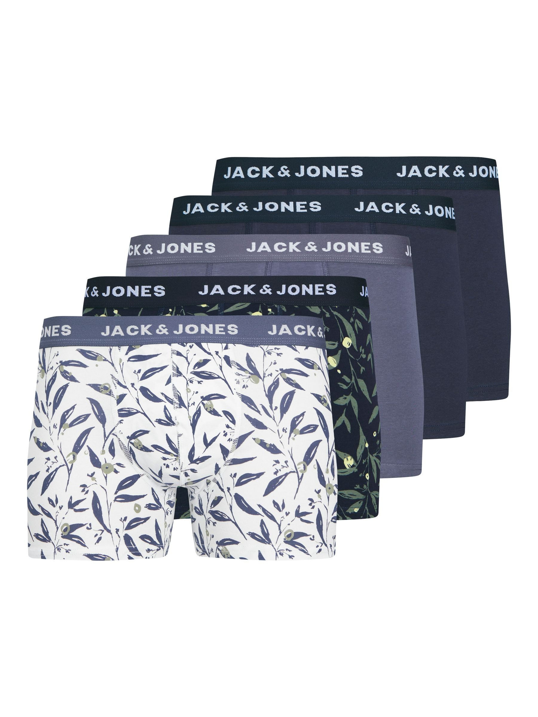 Jack & Jones Boxershorts 5er-Pack mit Muster und einfarbigen Designs (5-St) günstig online kaufen