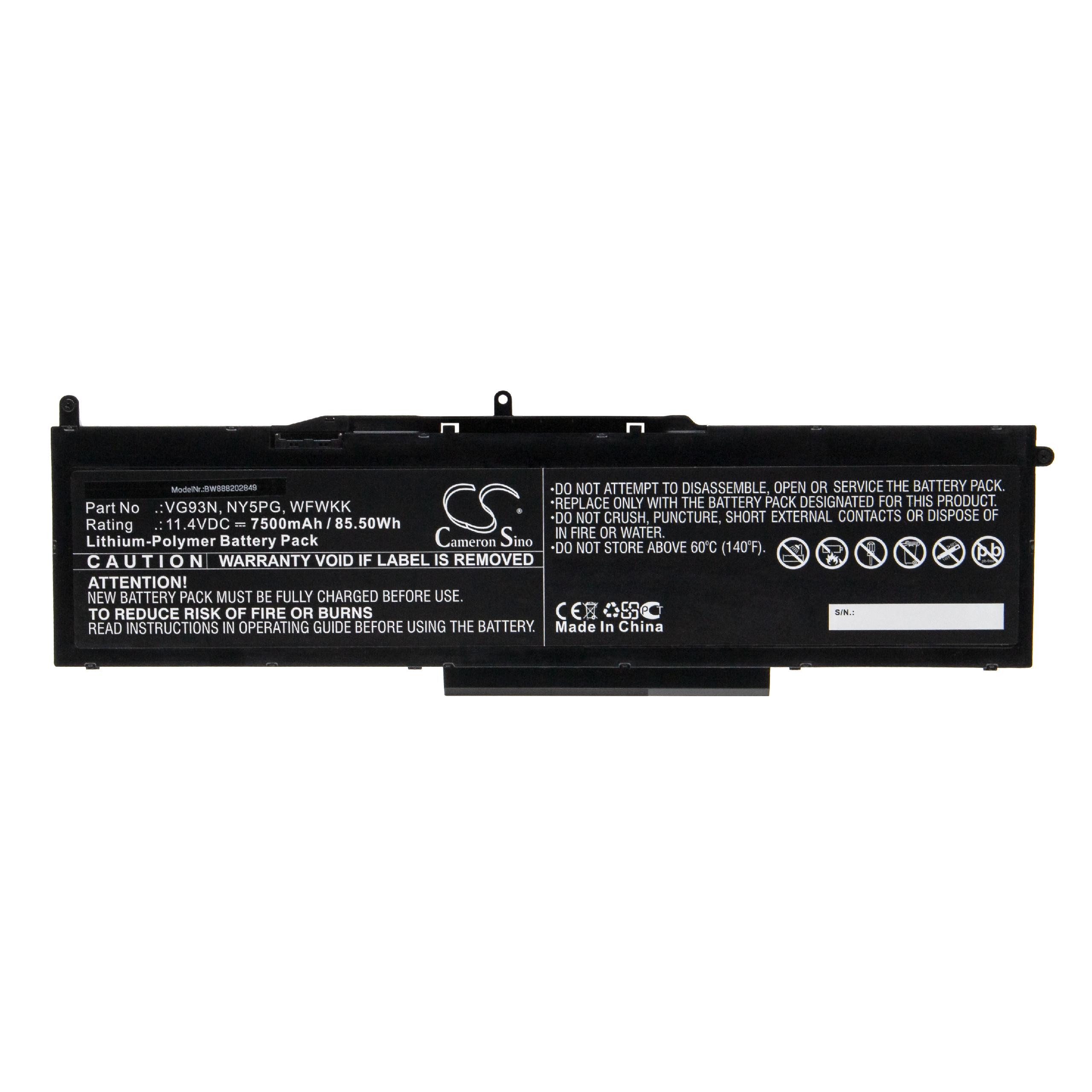 vhbw kompatibel mit Dell Latitude 5591, 5580 Laptop-Akku Li-Polymer 7500 mAh (11,4 V)