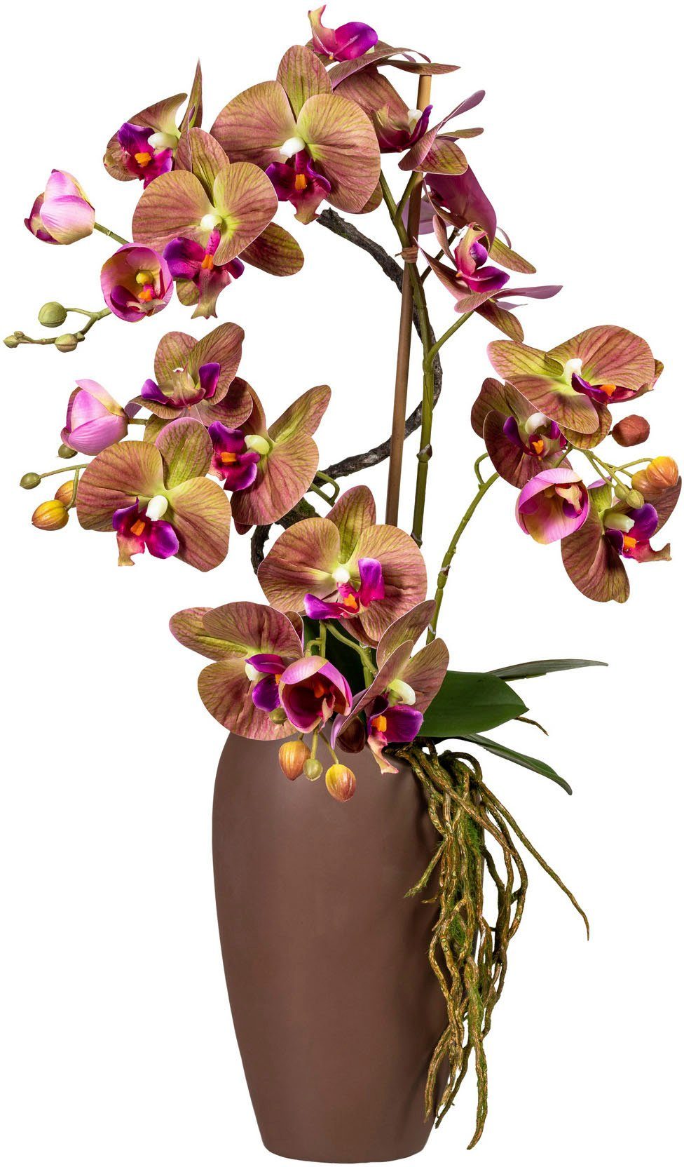 Kunstorchidee Phalaenopsisarrangement in Keramikvase Orchidee Phalaenopsis, Creativ green, Höhe 70 cm