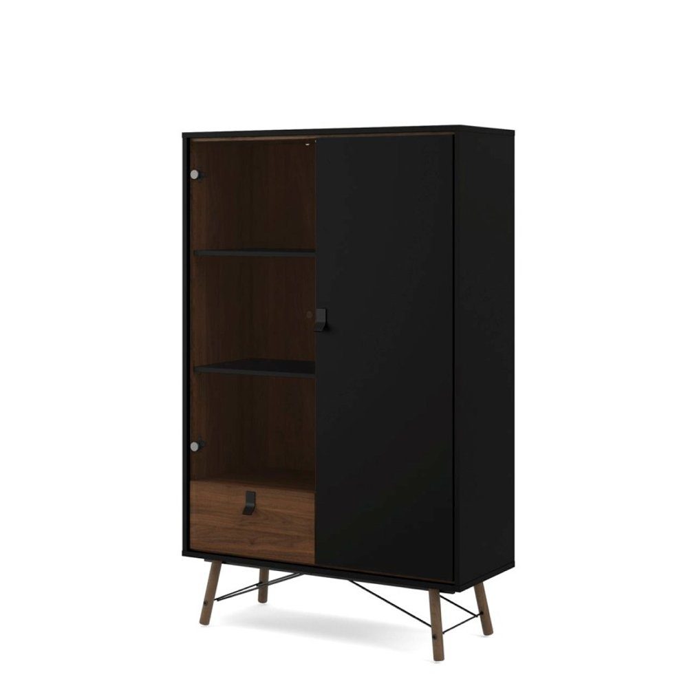 ebuy24 Vitrine Rye Vitrinenschrank Schwarz Tür, 1 1 Glastür, Schublade 1